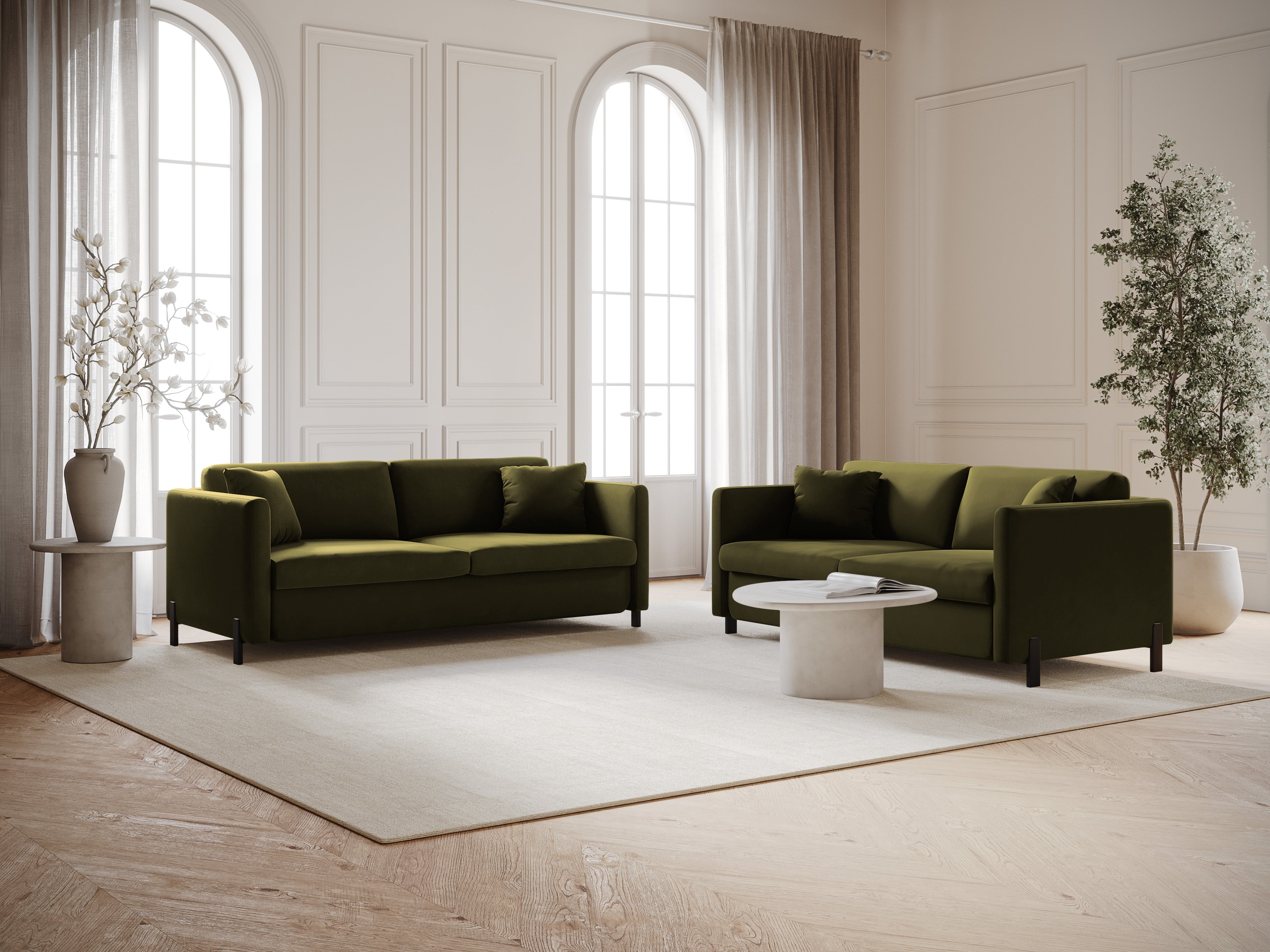 Velvet 3-Seater Sofa with Sleeping Function GLORIA Green