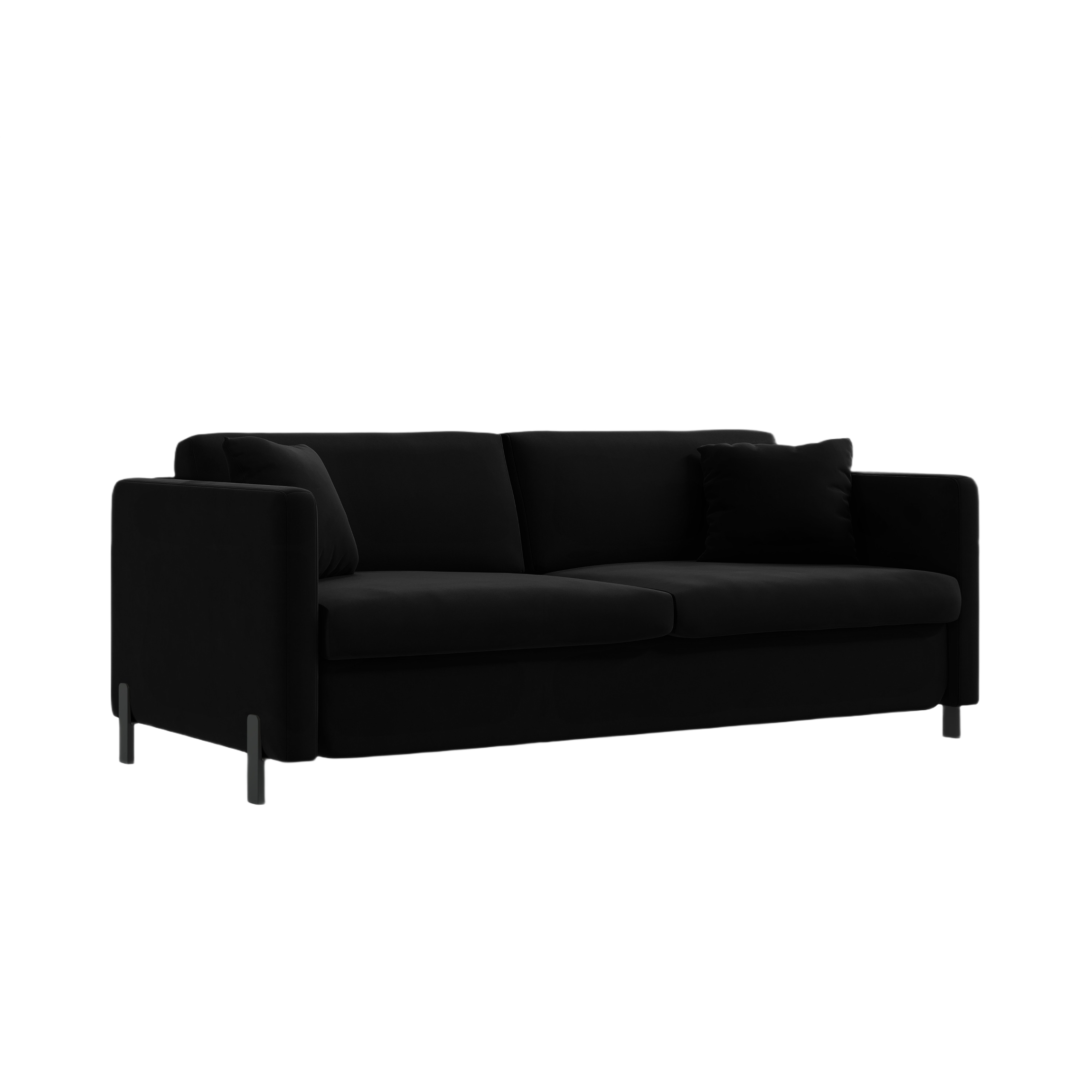 Sofa sametová 3-osobová s funkcí spaní GLORIA černá