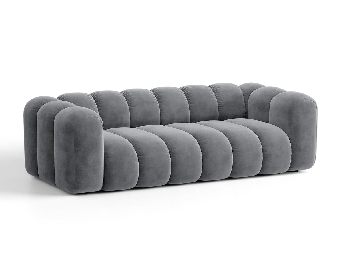 Sofa aksamitna 3-osobowa z funkcją spania LUPINE szary – ujęcie 3