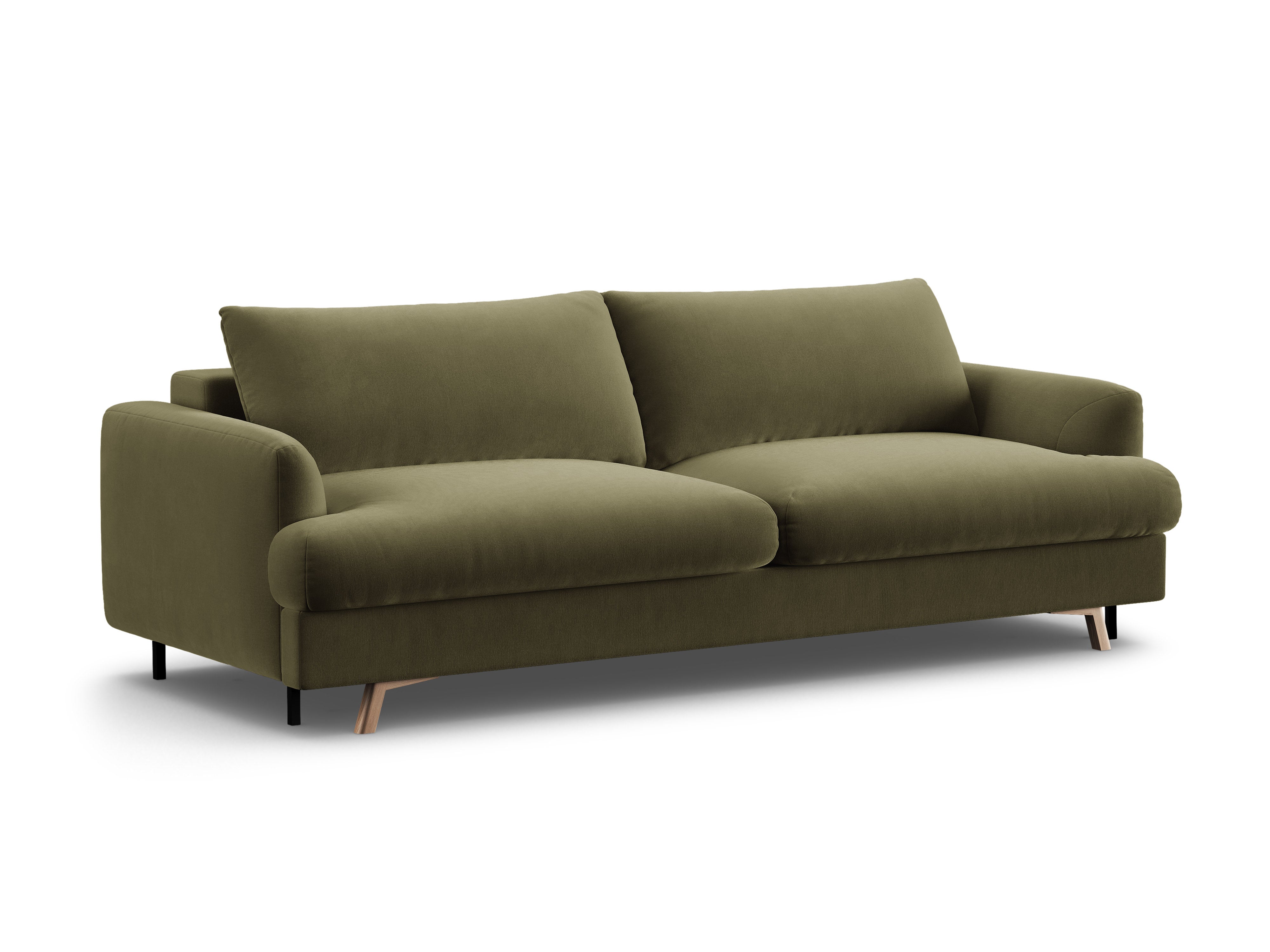 Sofa sametová 3-osobová s funkcí spaní NAOMI zelená