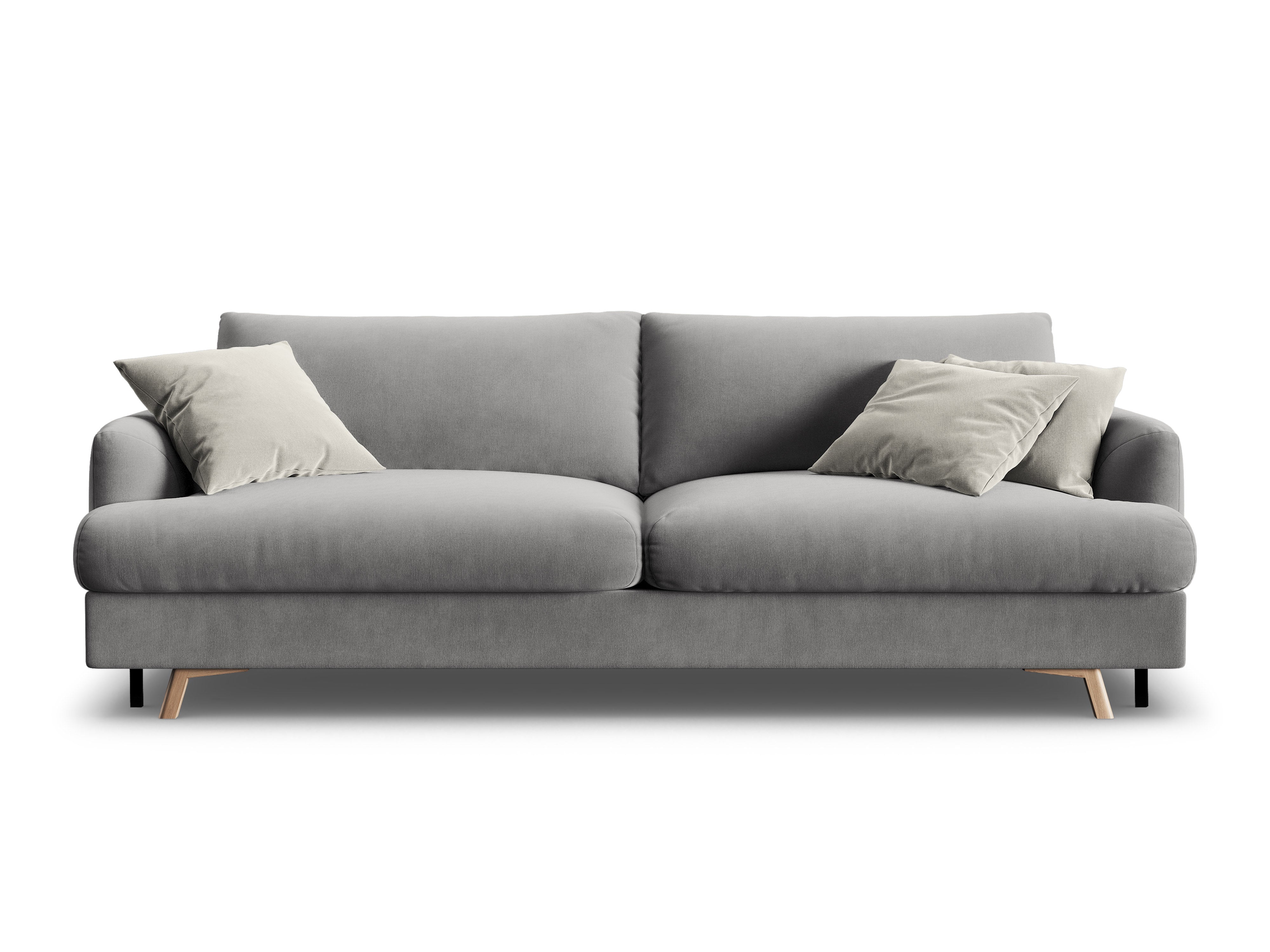 Gray 3-Seater Velvet Sofa with Sleeping Function NAOMI