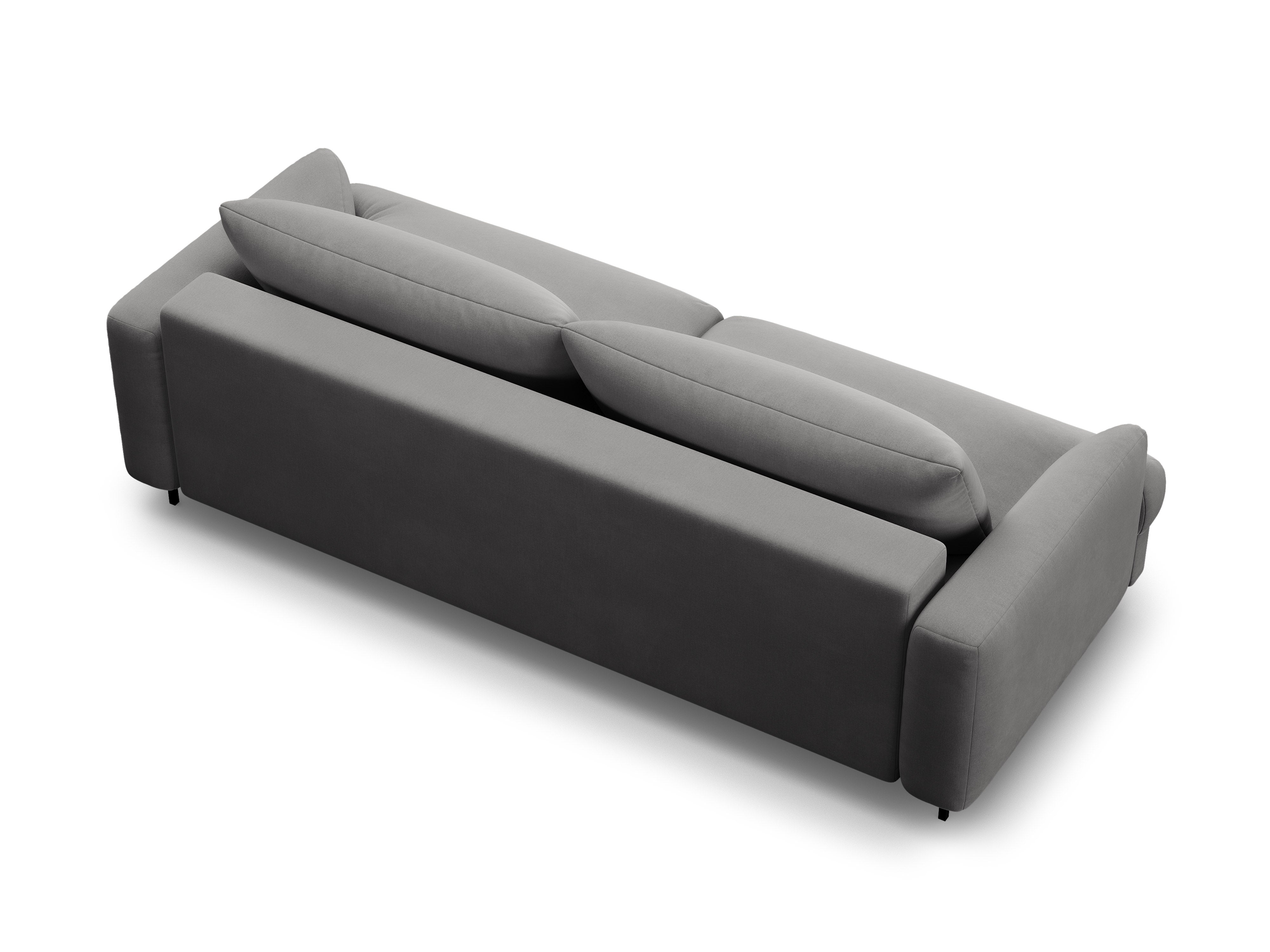 Gray 3-Seater Velvet Sofa with Sleeping Function NAOMI