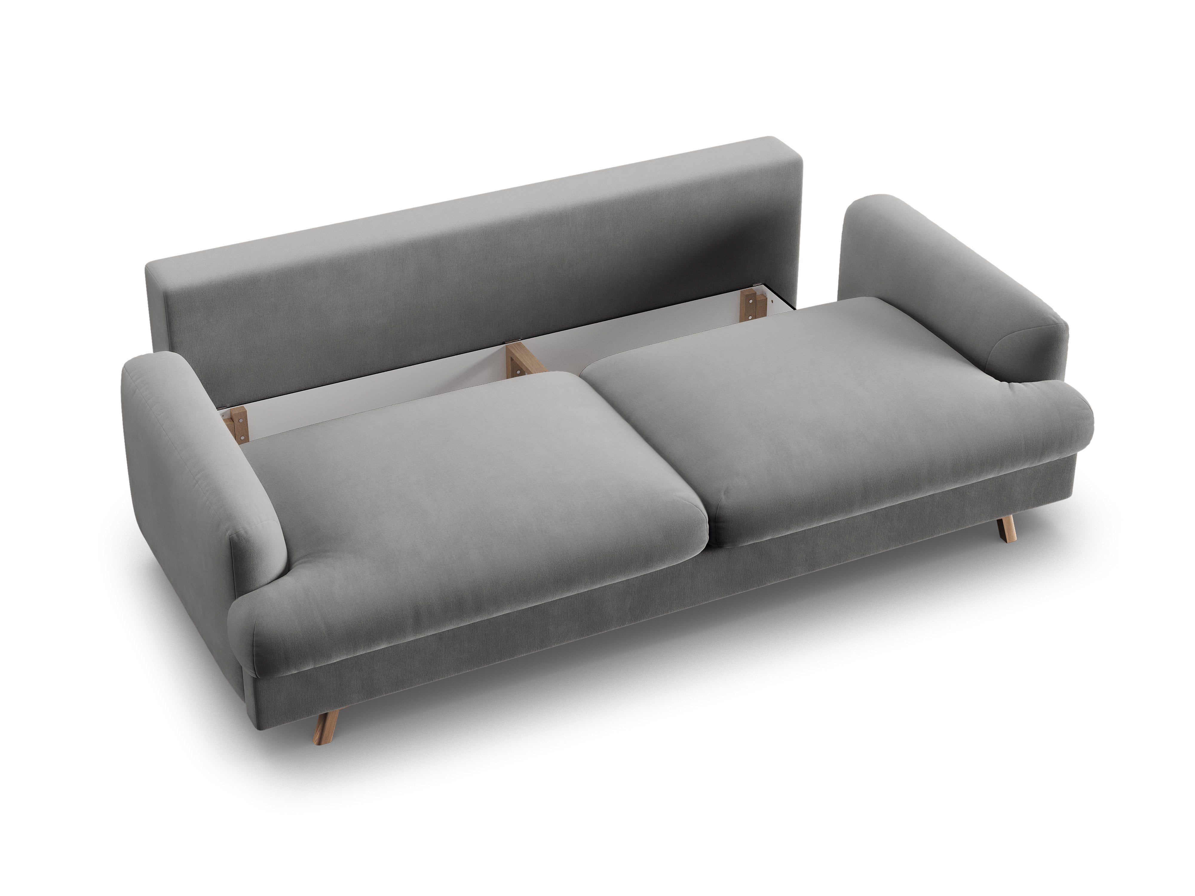 Gray 3-Seater Velvet Sofa with Sleeping Function NAOMI