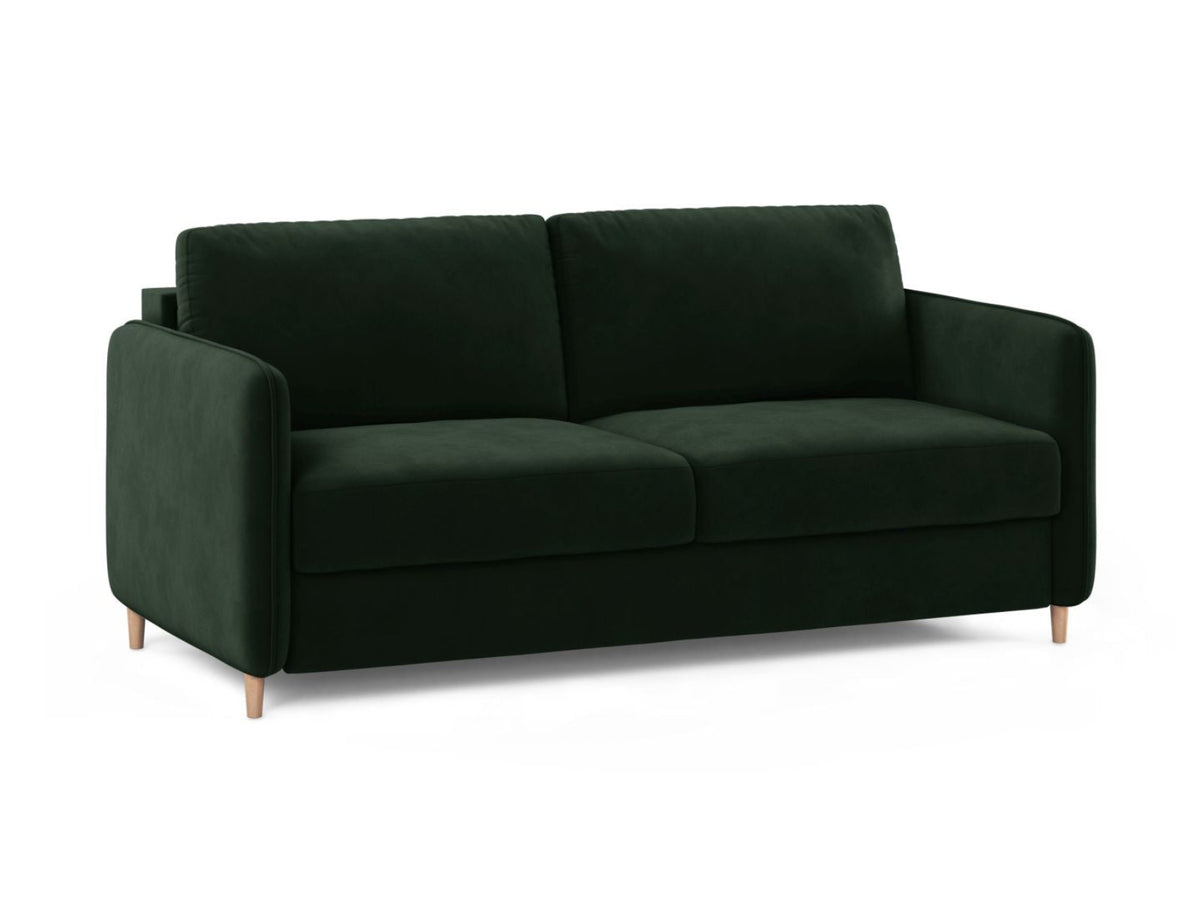 Sofa aksamitna 3-osobowa z funkcją spania SIMO butelkowy zielony – ujęcie 2
