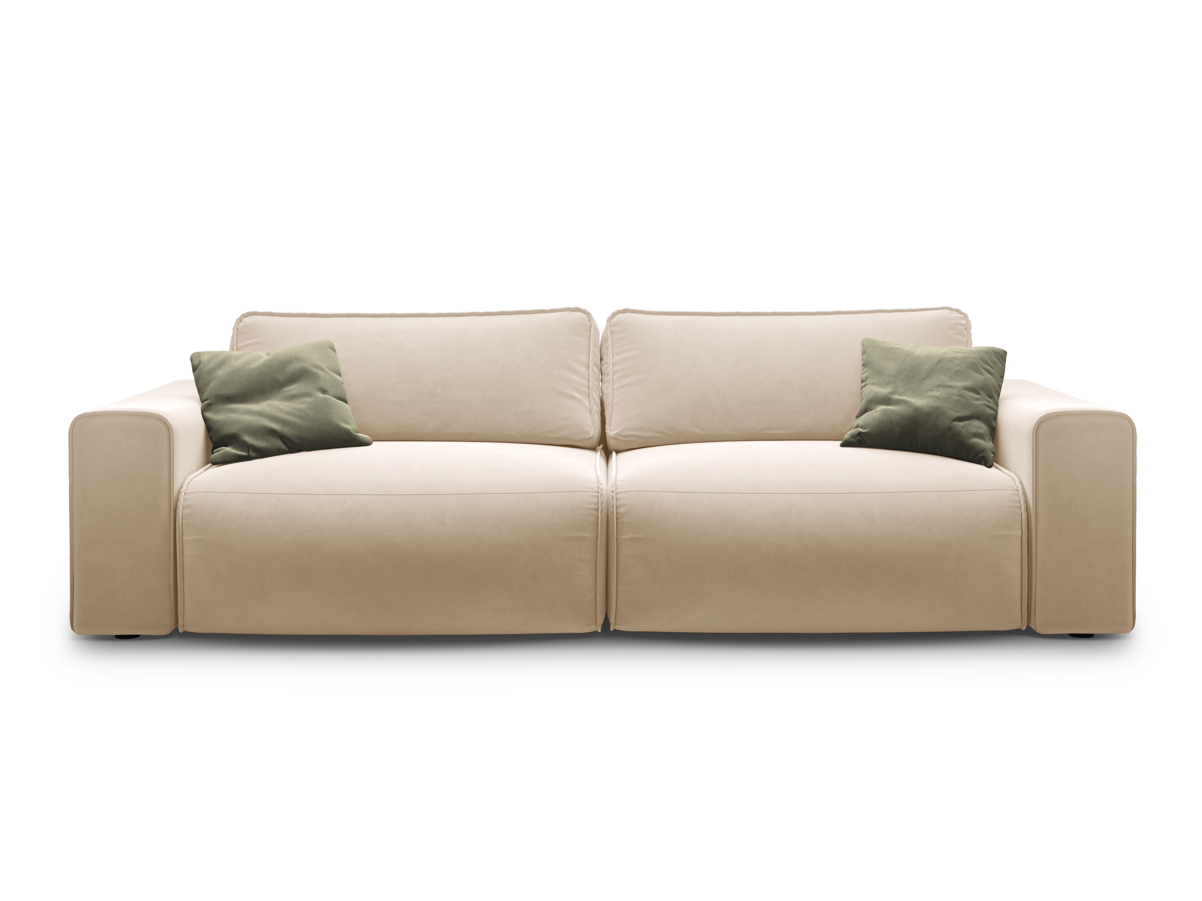 Sofa sametová 3-osobová s funkcí spaní VICTOR béžová