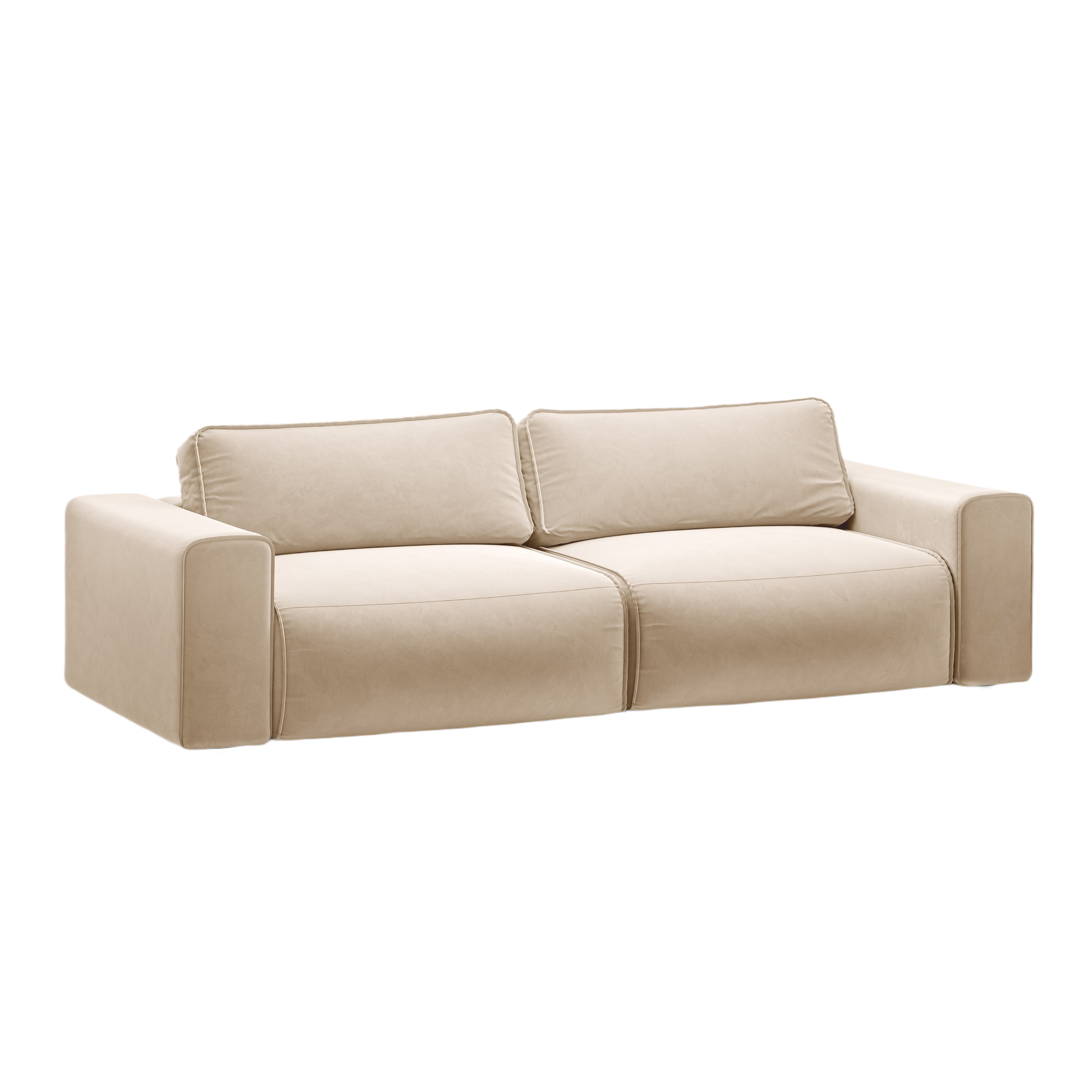 Sofa sametová 3-osobová s funkcí spaní VICTOR béžová