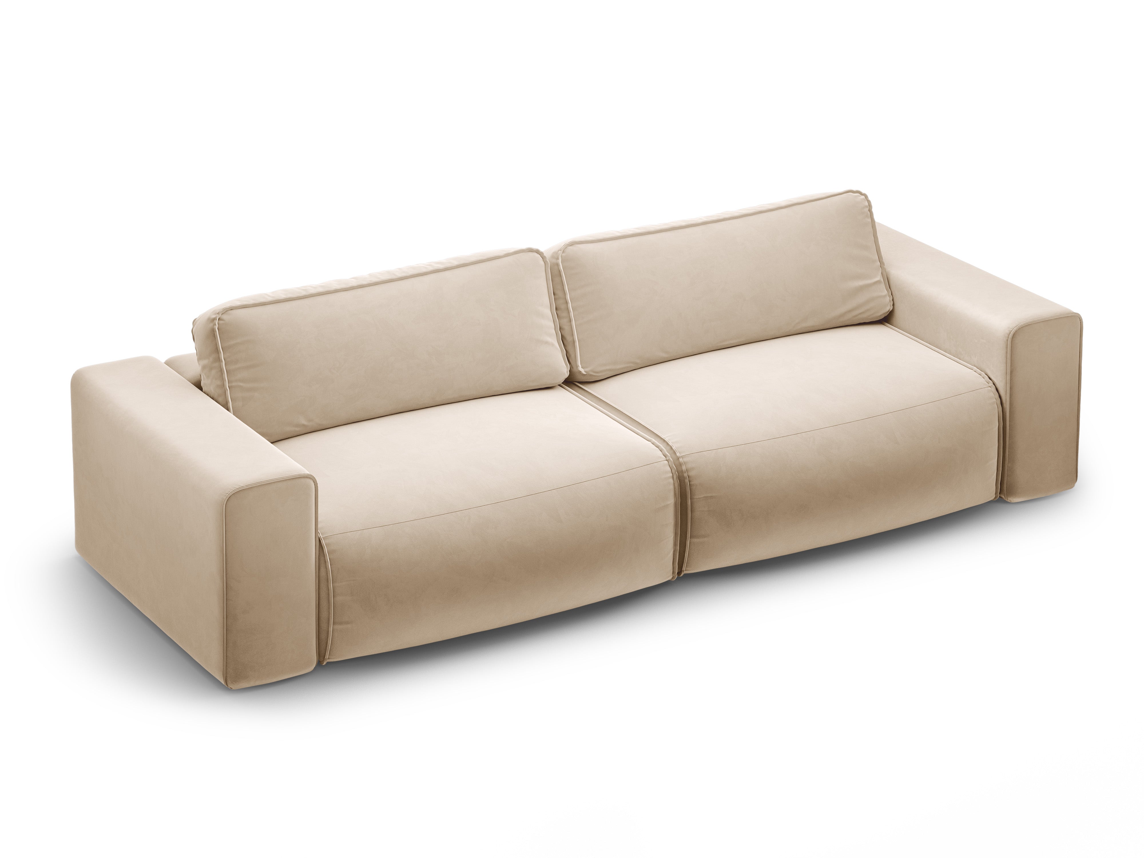 Sofa sametová 3-osobová s funkcí spaní VICTOR béžová