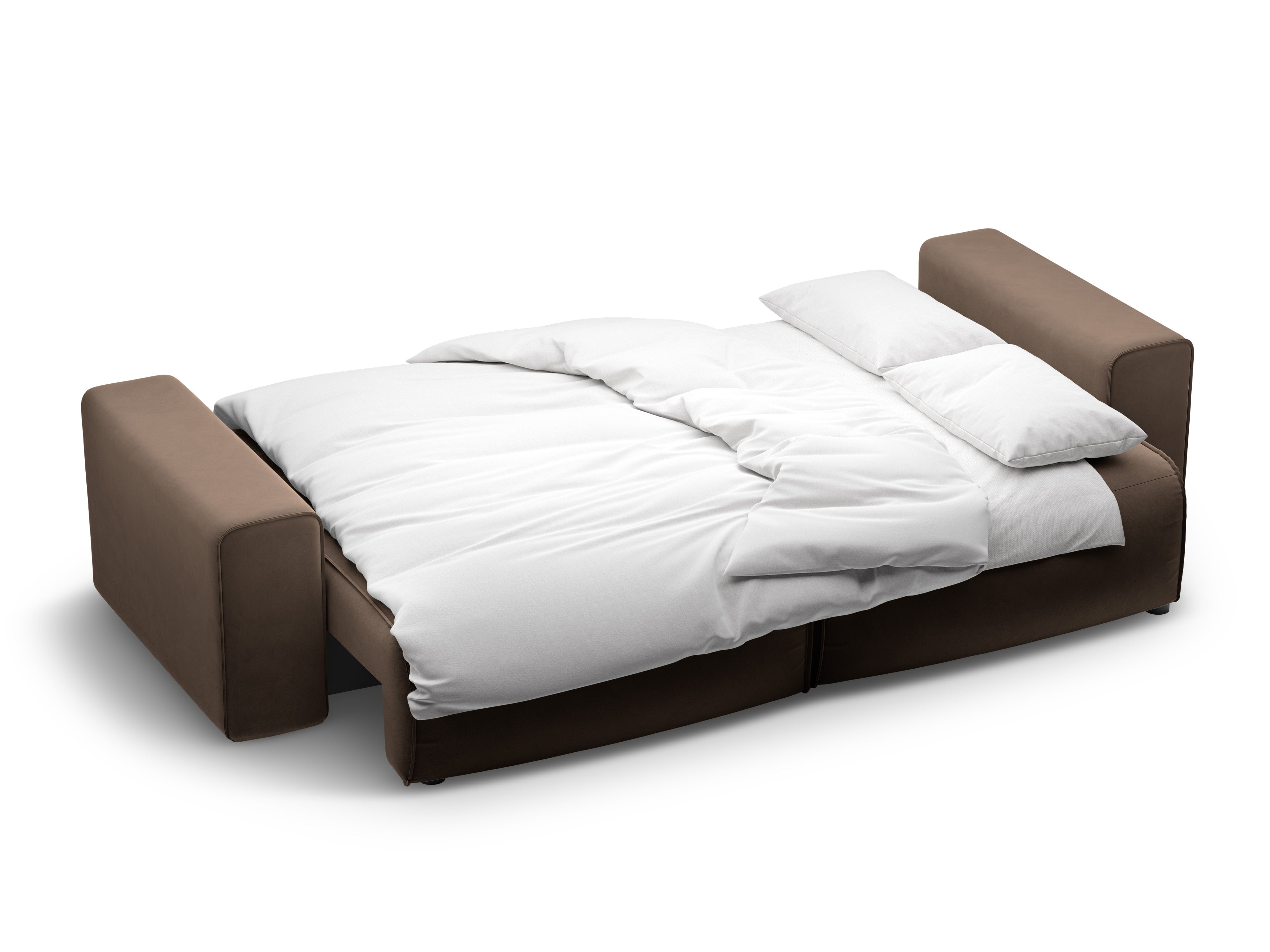 Velvet 3-seater sofa with sleeping function VICTOR chocolate