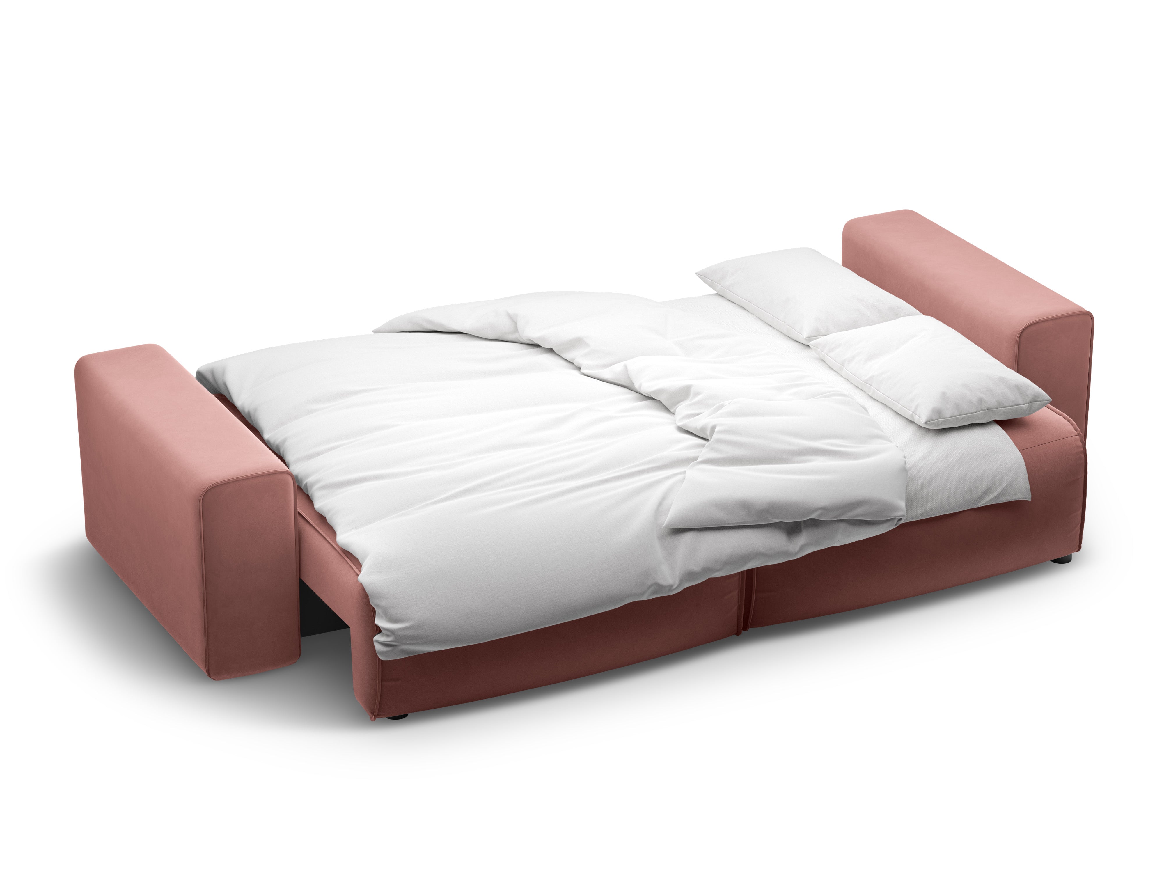Sofa sametová 3-osobová s funkcí spaní VICTOR růžová