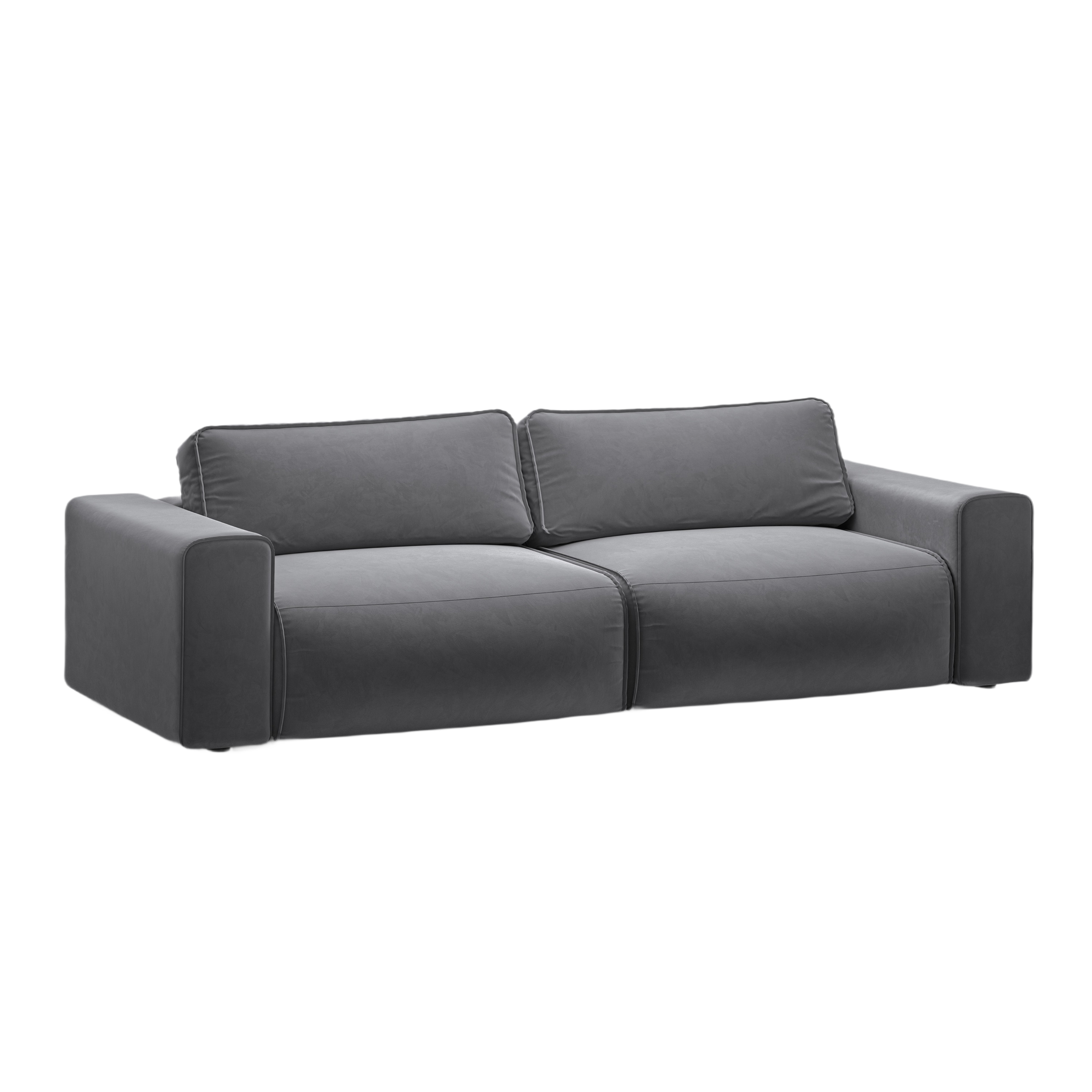 Sofa sametová 3-osobová s funkcí spaní VICTOR šedá