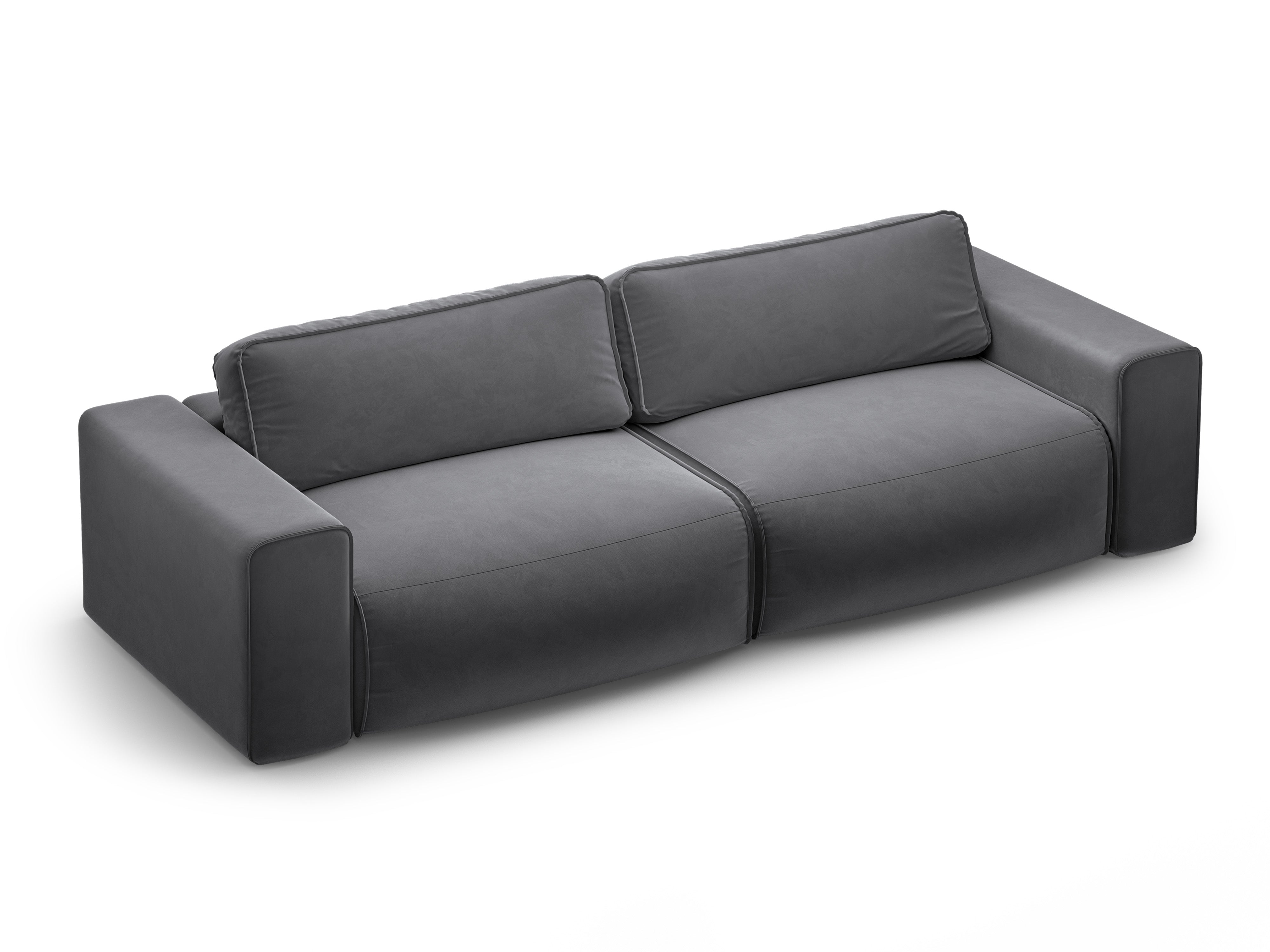 Sofa sametová 3-osobová s funkcí spaní VICTOR šedá