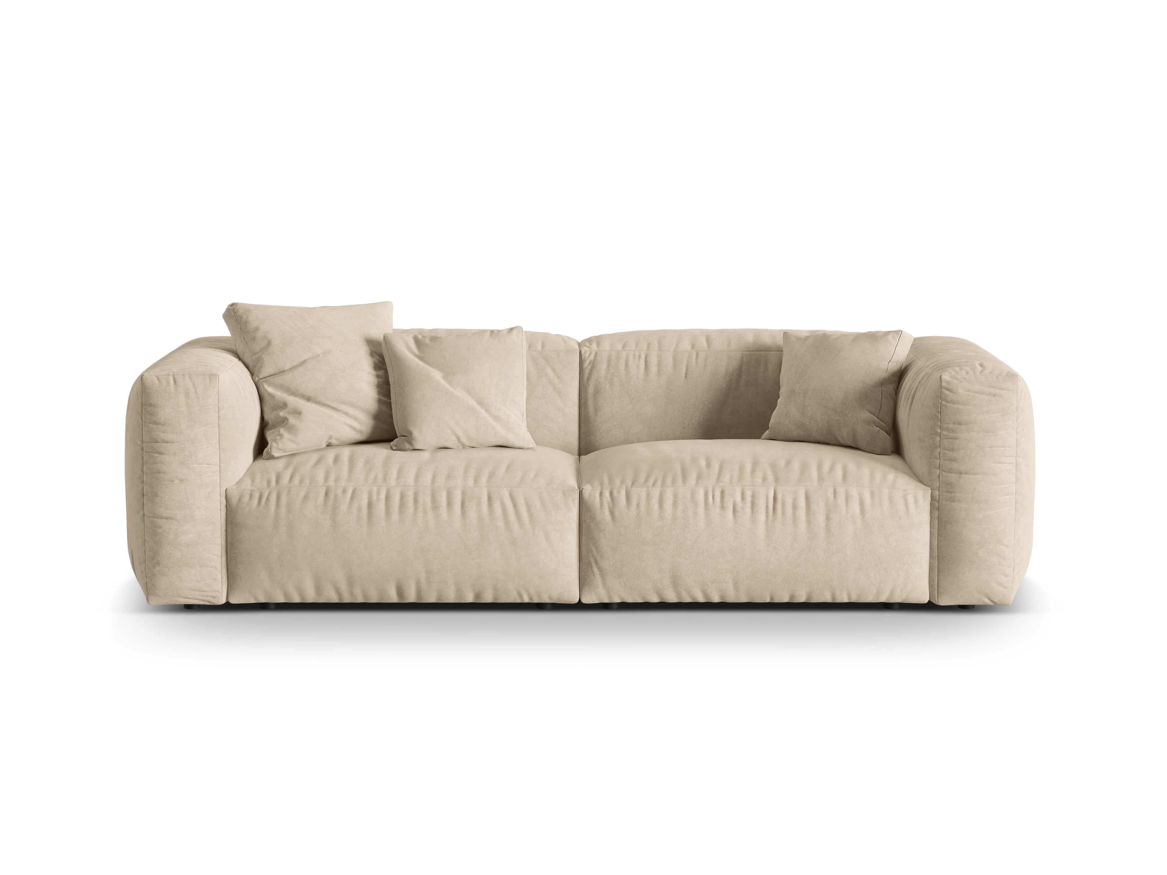 Sofa sametová 3-osobová MARTINA světle béžová