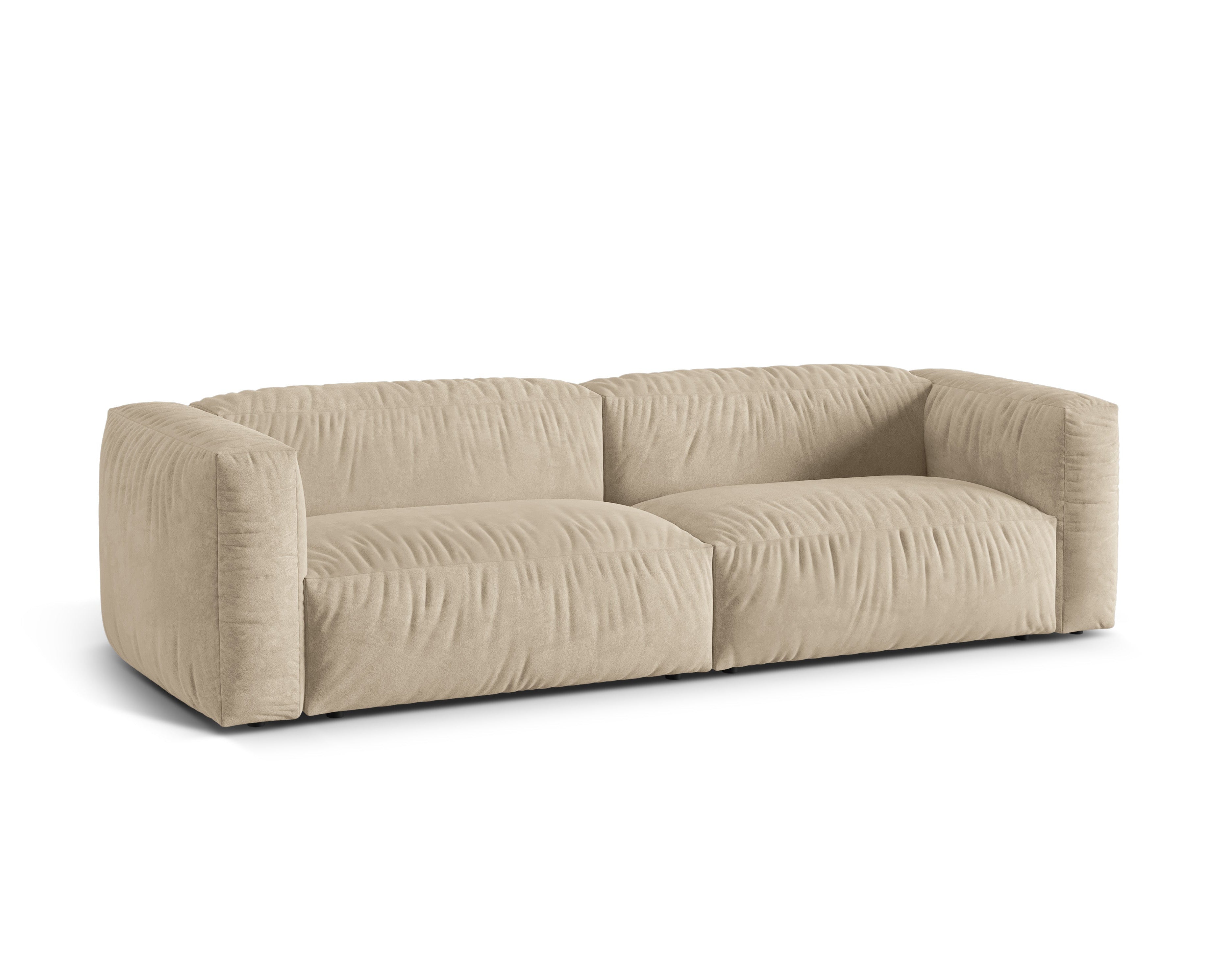 Sofa sametová 3-osobová MARTINA světle béžová