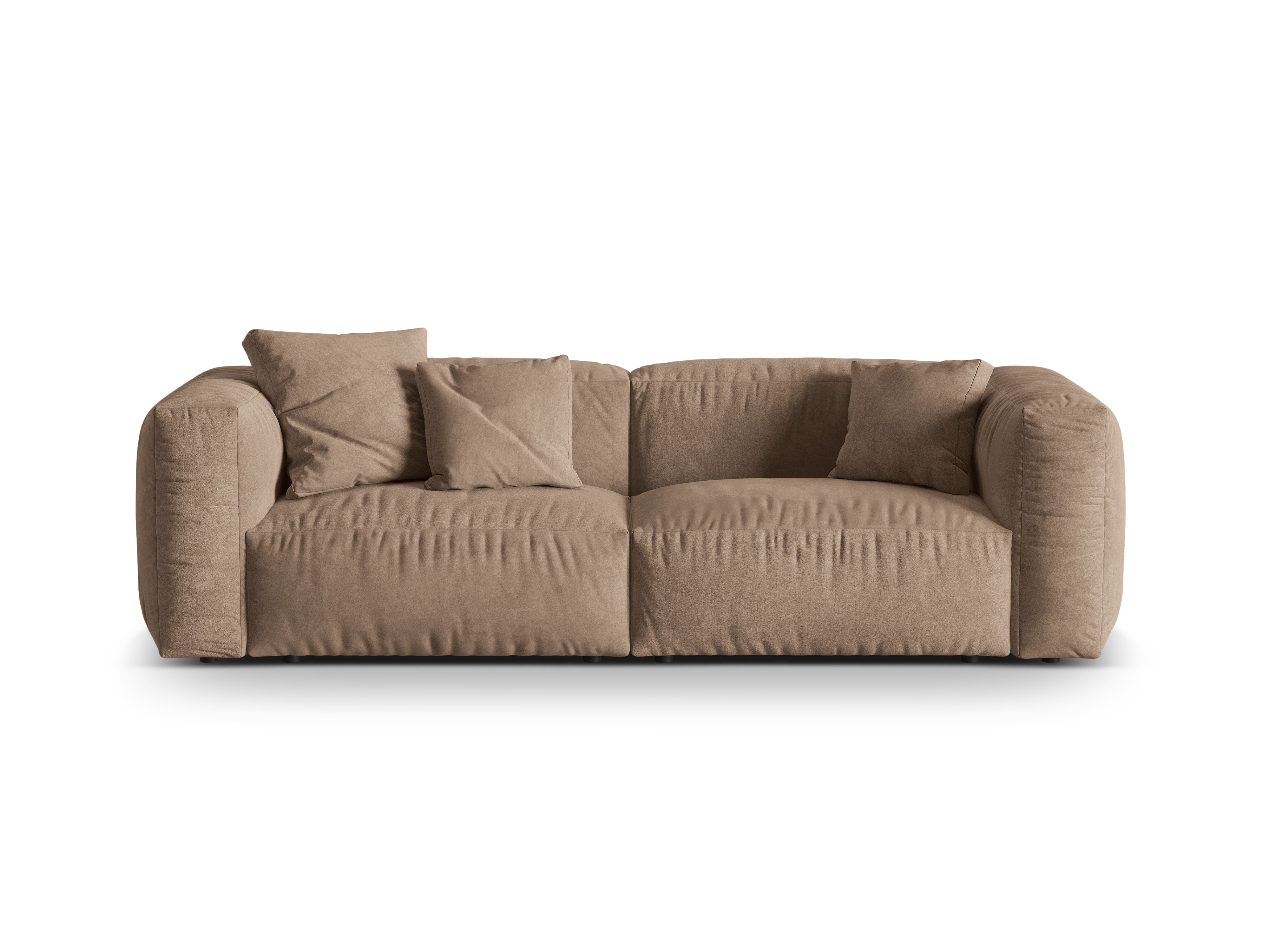 Sofa sametová 3-osobová MARTINA tmavě béžová