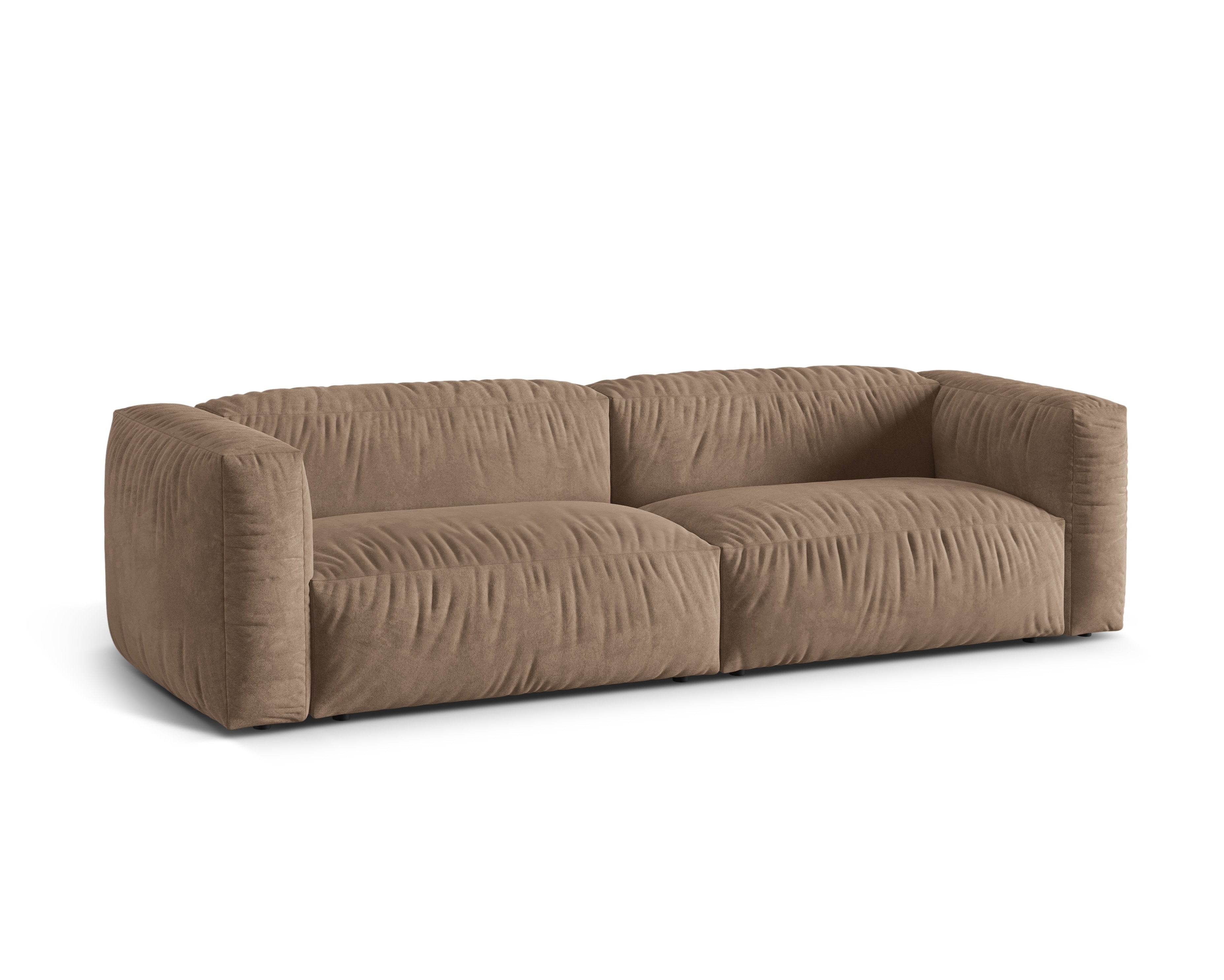 Sofa sametová 3-osobová MARTINA tmavě béžová
