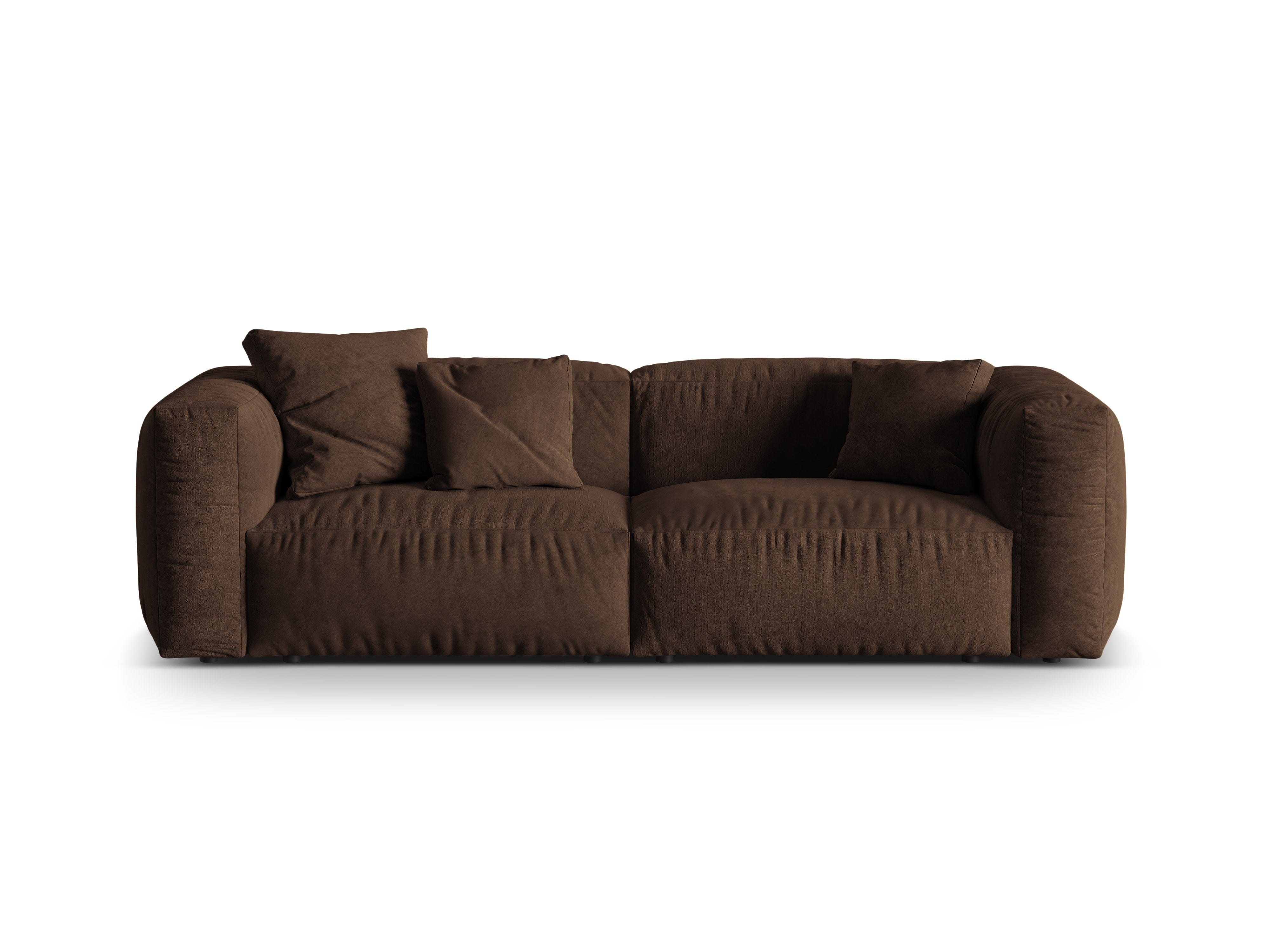 Sofa aksamitna 3-osobowa MARTINA czekoladowy