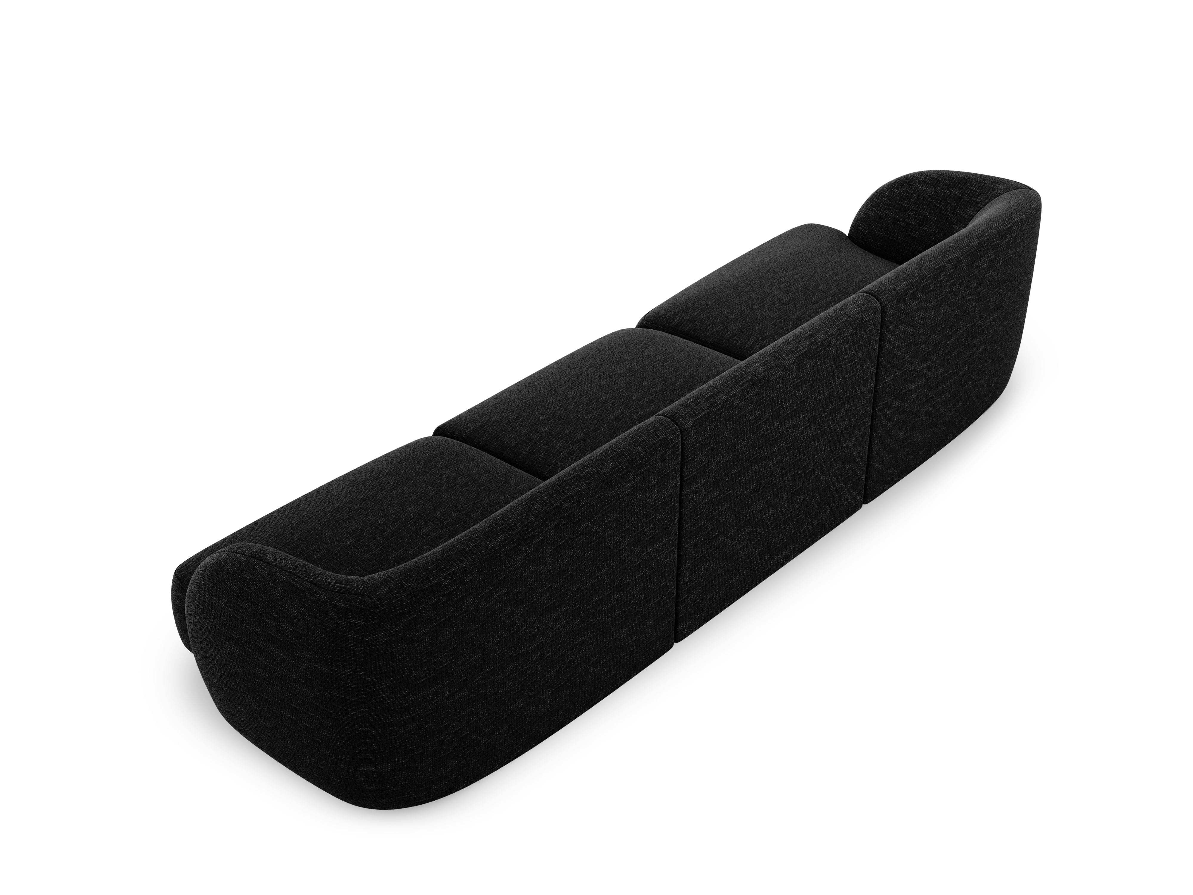 Sofa w tkaninie szenilowej 3-osobowa MILEY czarny Micadoni Eye on Design