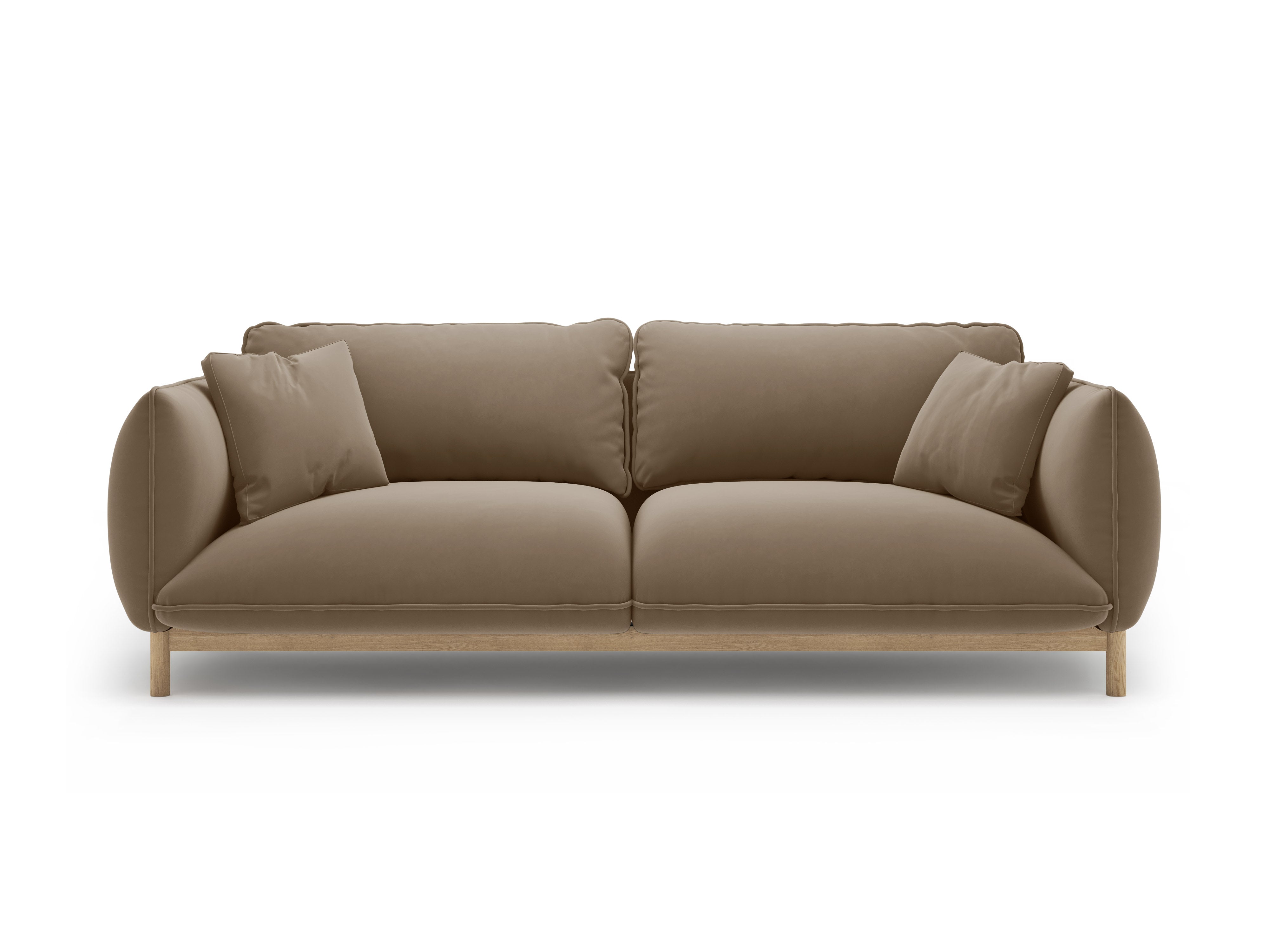 Sofa aksamitna 3-osobowa ADA jasnobrązowy – Micadoni