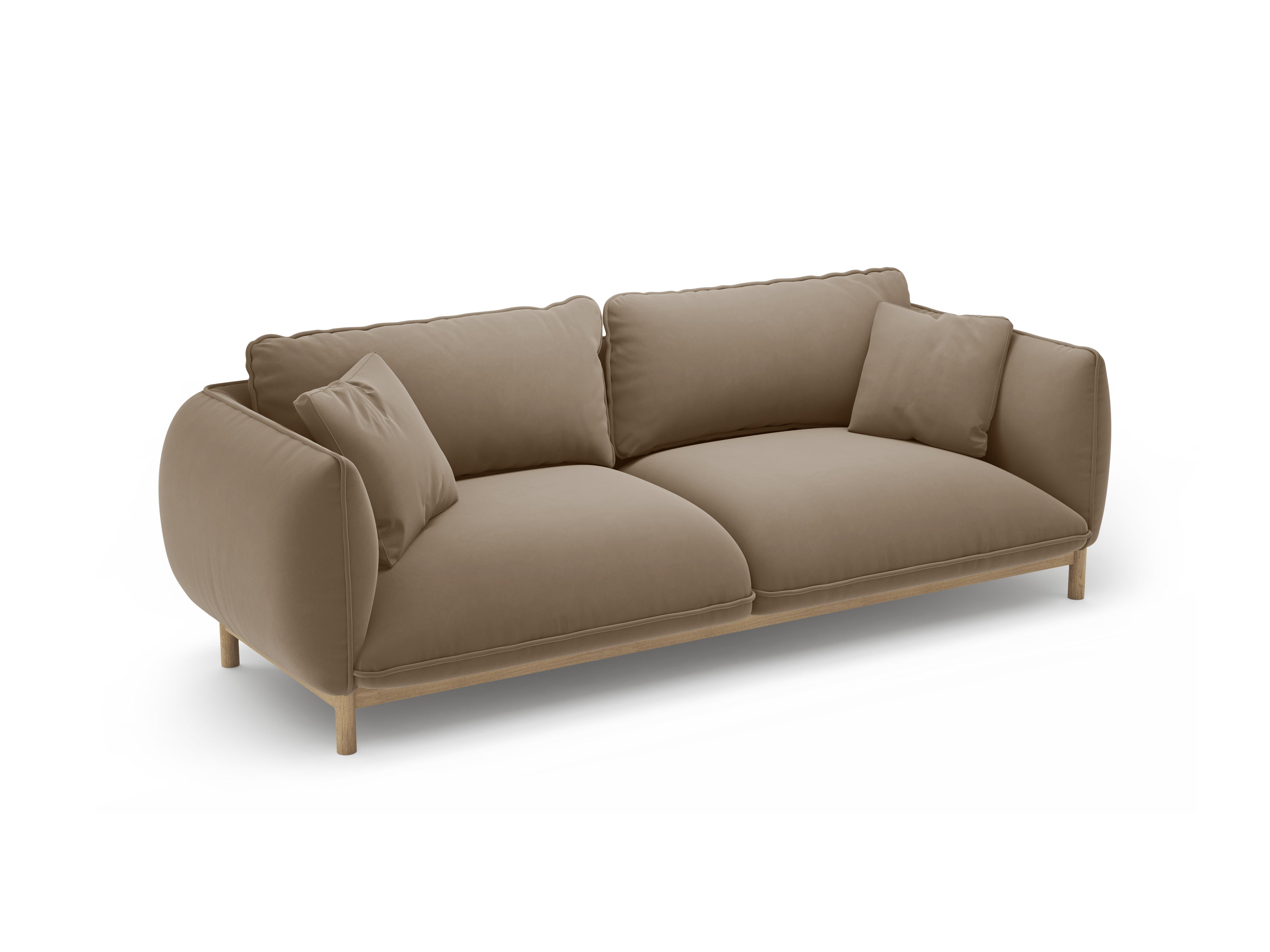 Sofa aksamitna 3-osobowa ADA jasnobrązowy – Micadoni