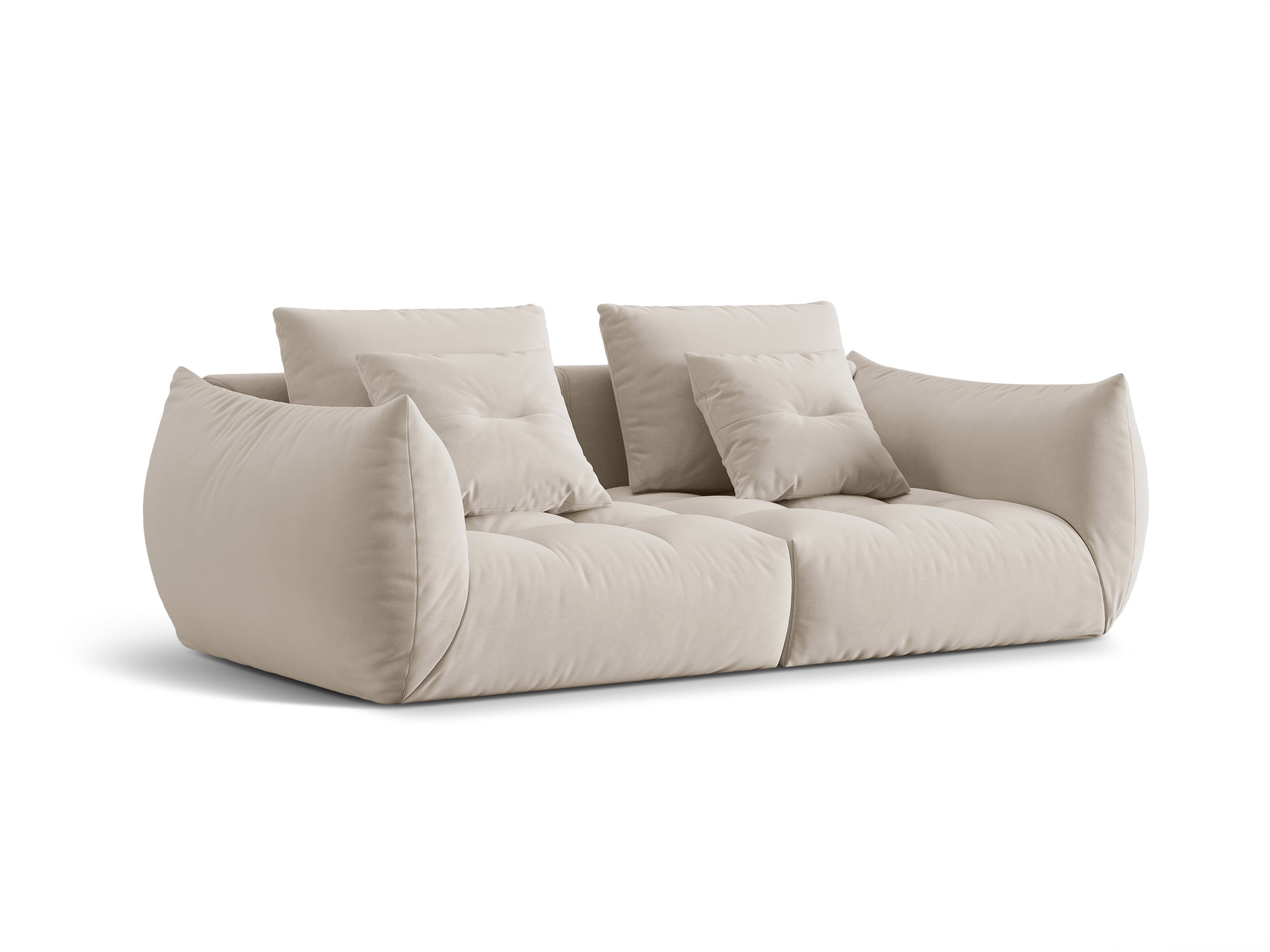 Sofa sametová 3-osobová BLOOM ecru
