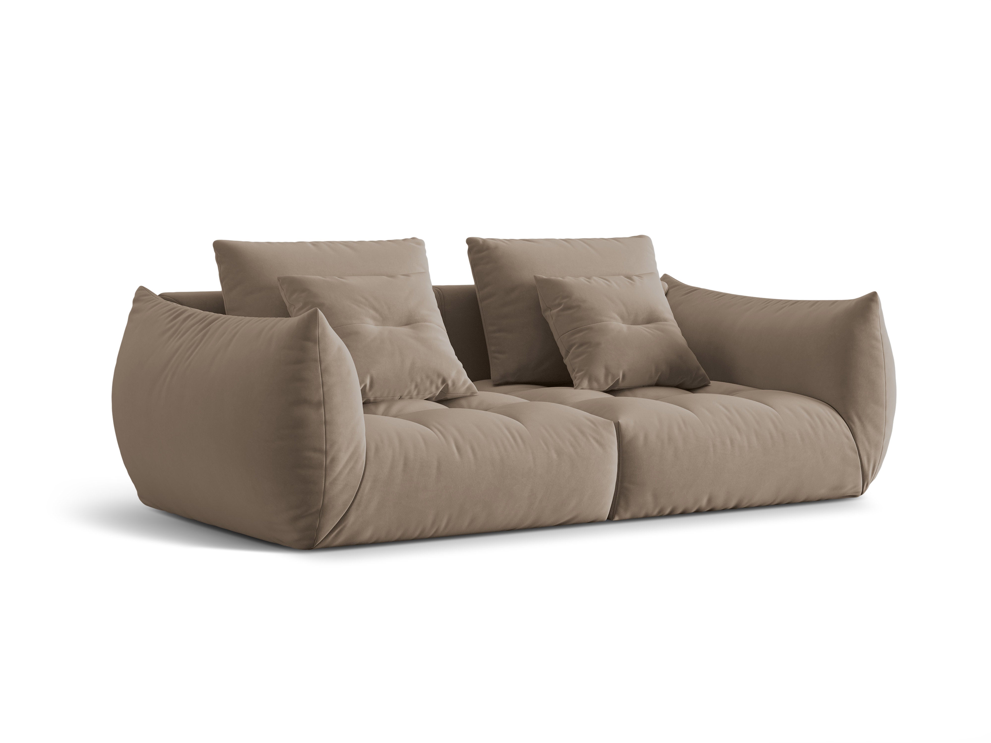 Sofa sametová 3-osobová BLOOM světle hnědá