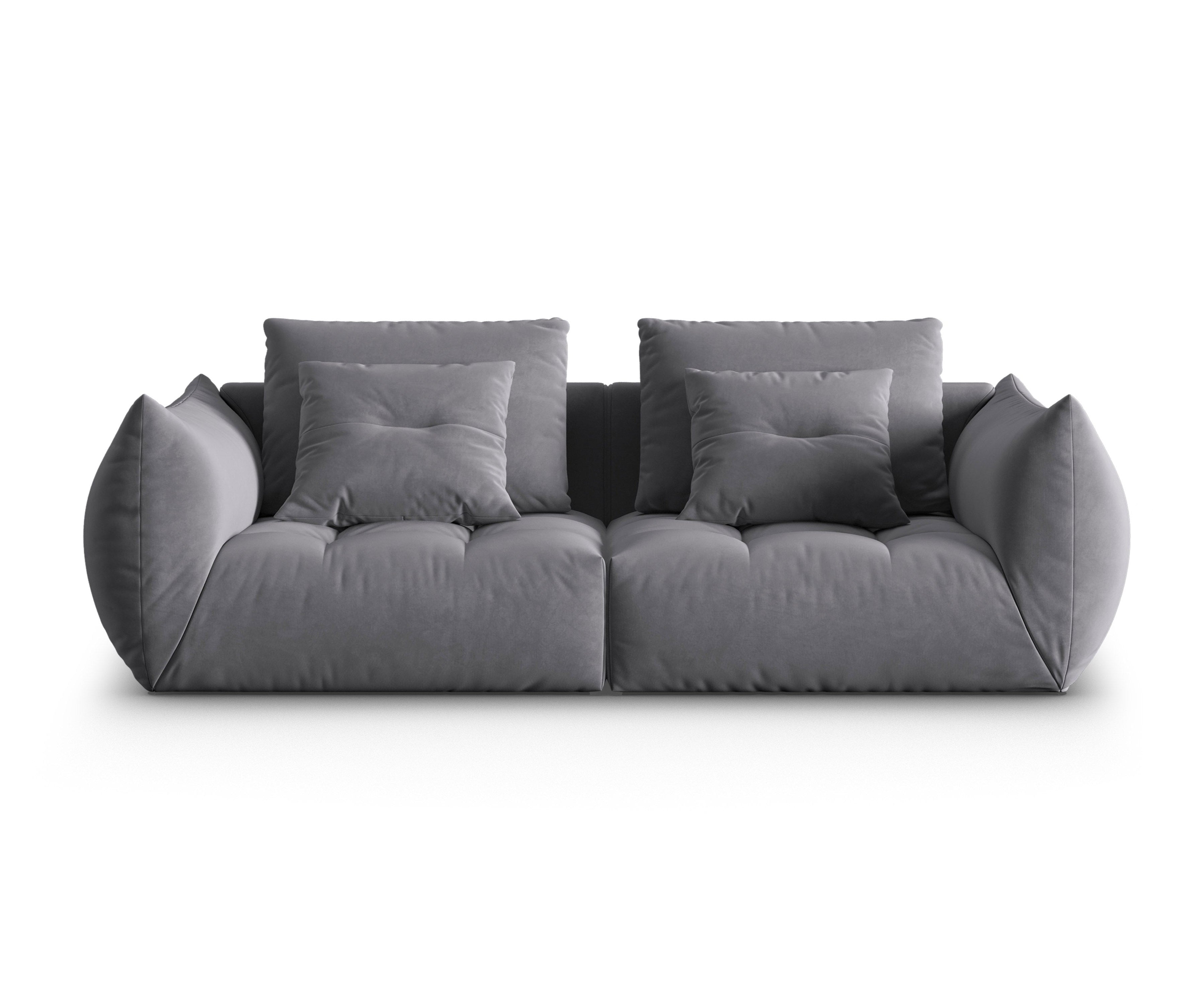 Sofa sametová 3-osobová BLOOM tmavě šedá