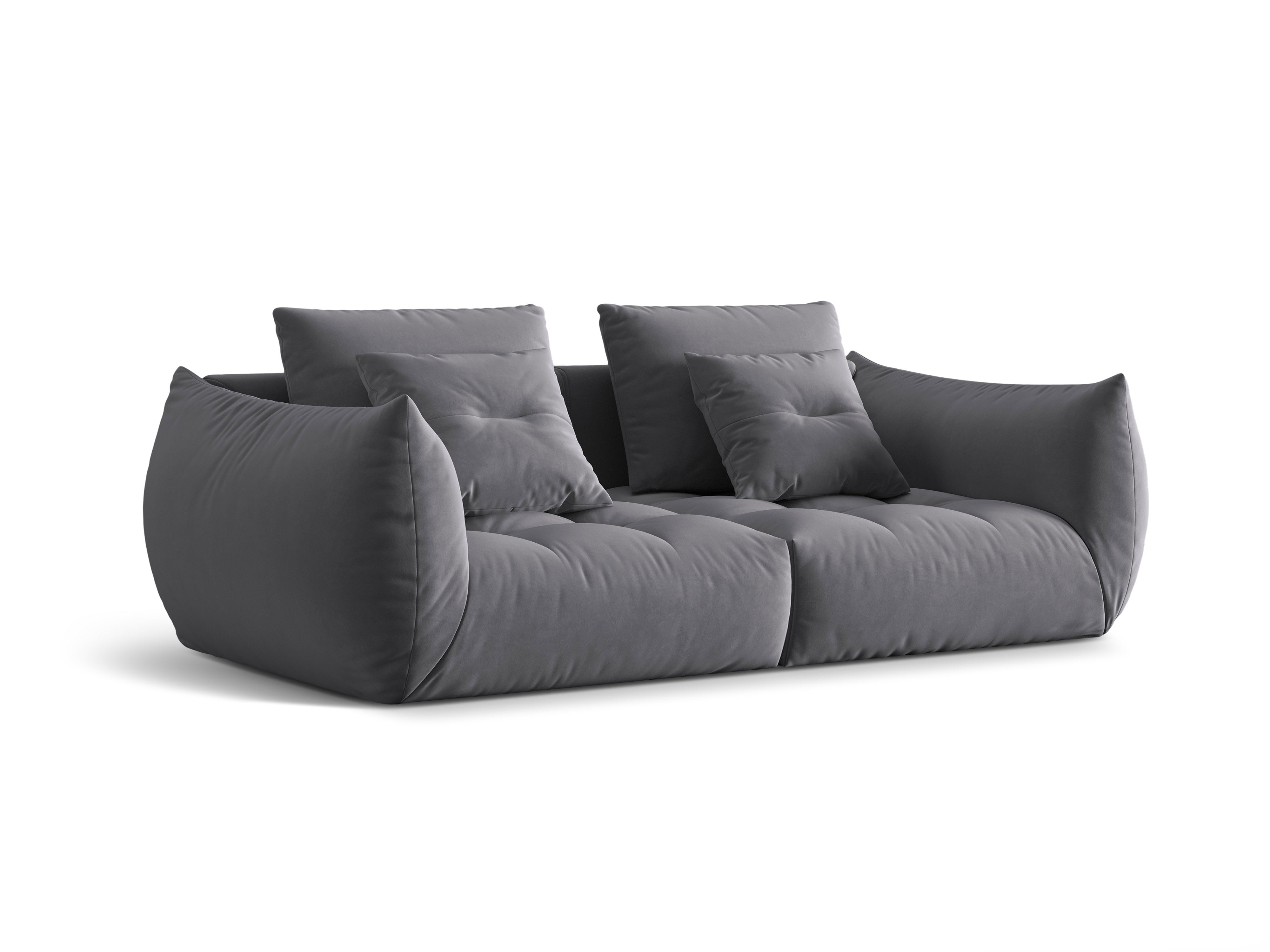 Sofa sametová 3-osobová BLOOM tmavě šedá