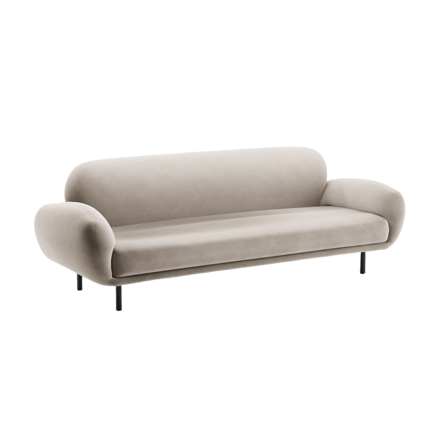 Sofa sametová 3-místná POPPY světle béžová