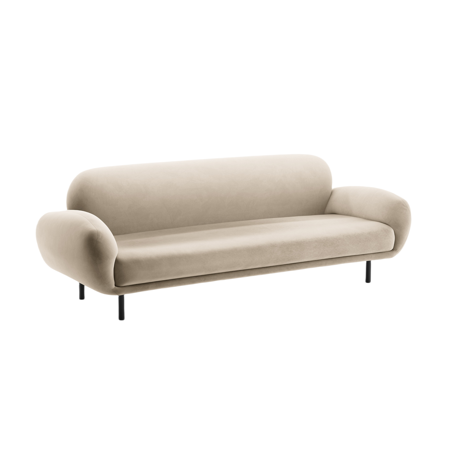 Sofa sametová 3-osobová POPPY ecru