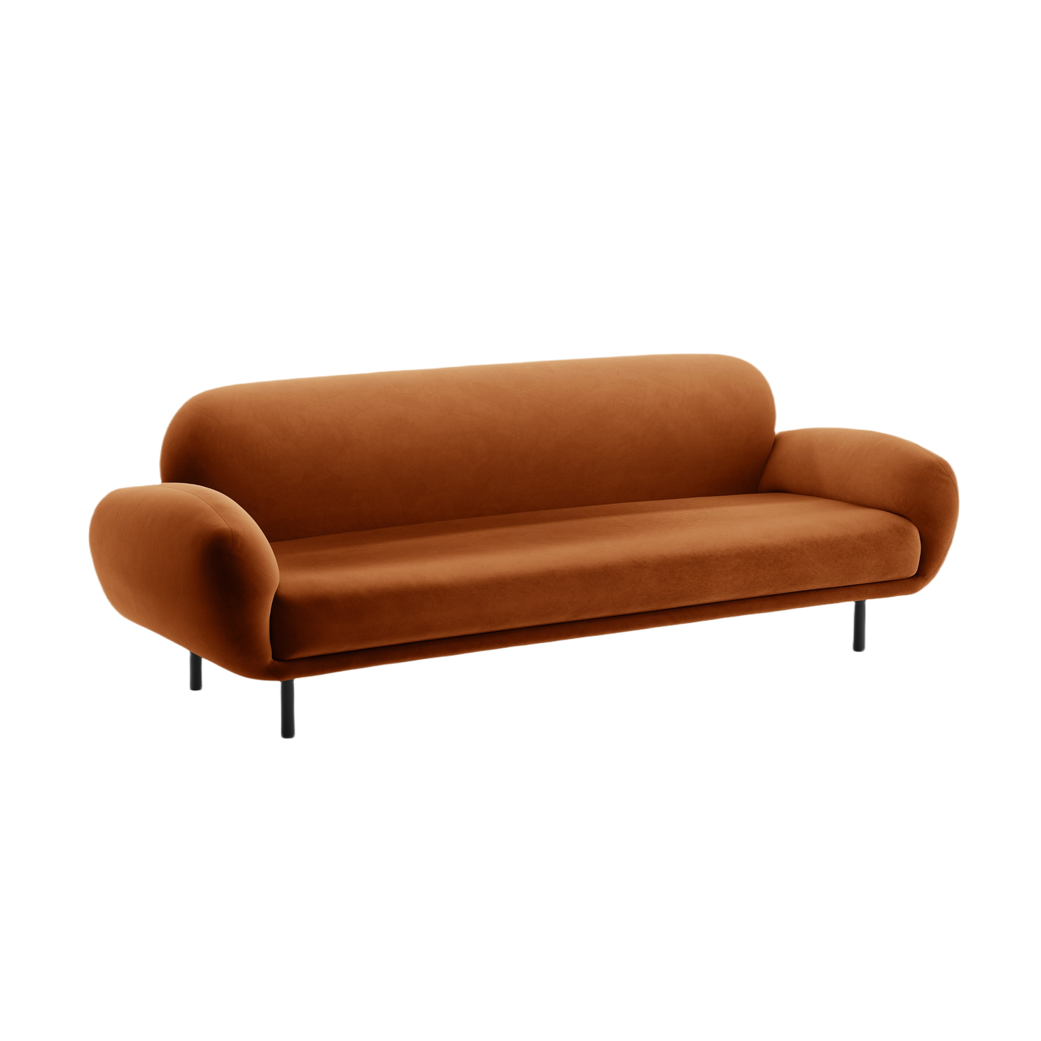 Velvet 3-Seater Sofa POPPY terracotta