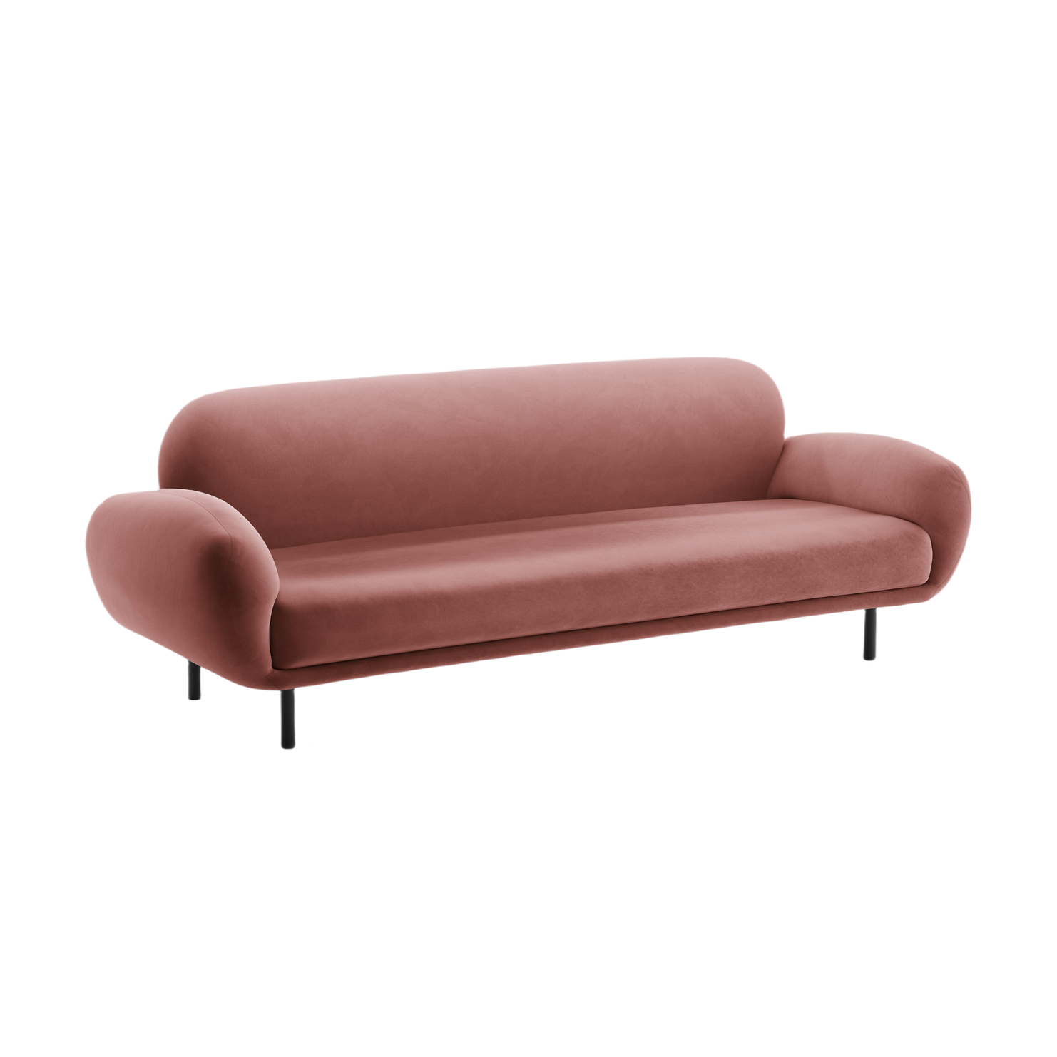 Sofa aksamitna 3-osobowa POPPY brudny róż – Micadoni