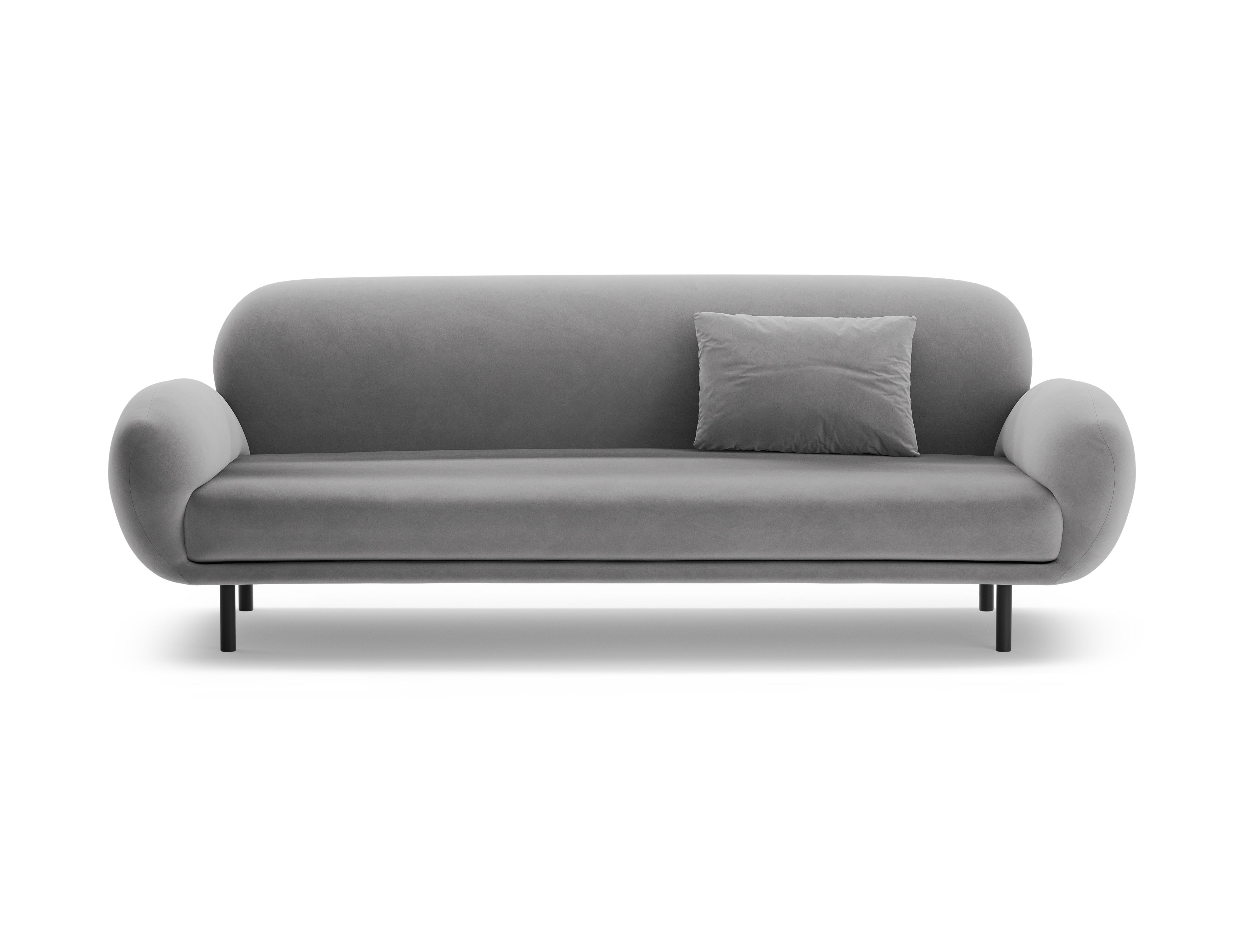 Sofa sametová 3-místná POPPY světle šedá