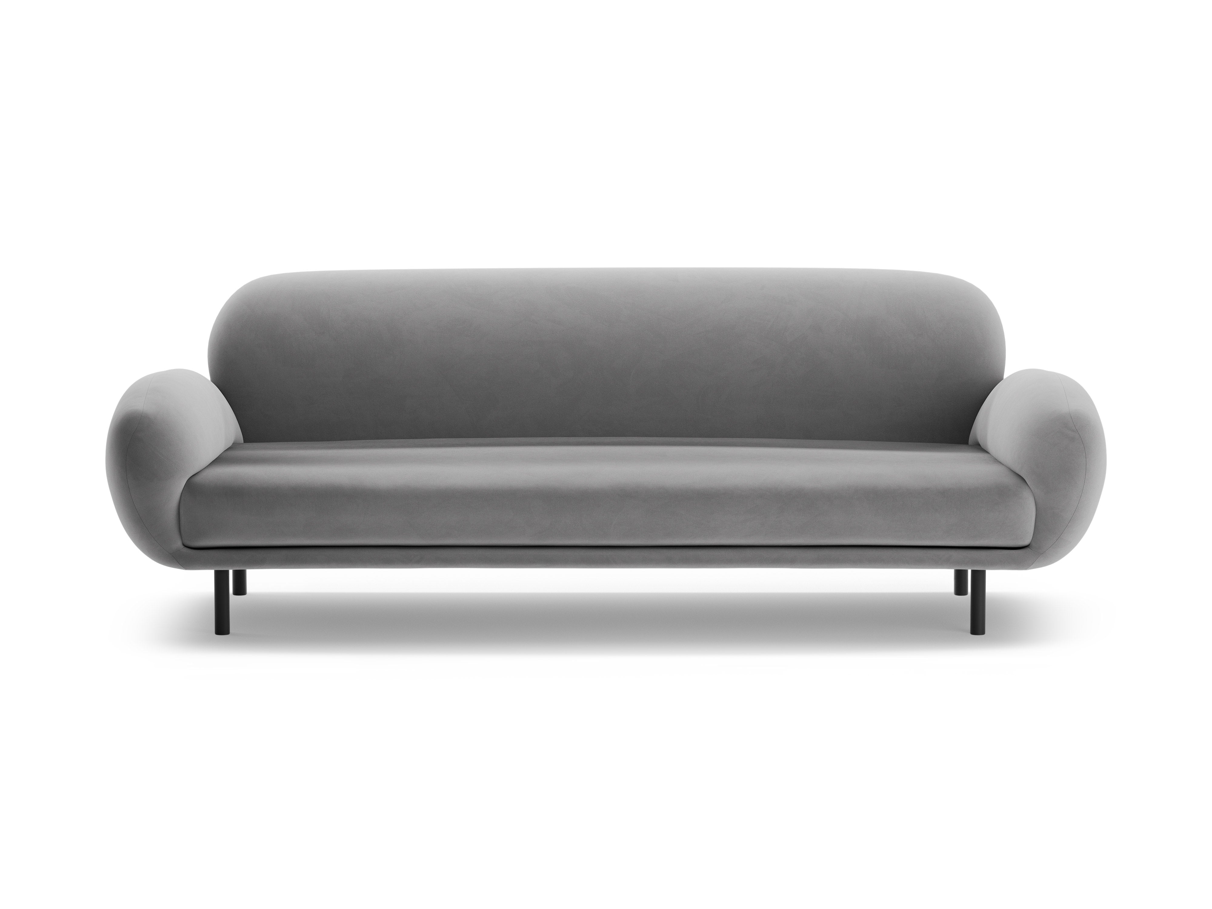 Sofa sametová 3-místná POPPY světle šedá