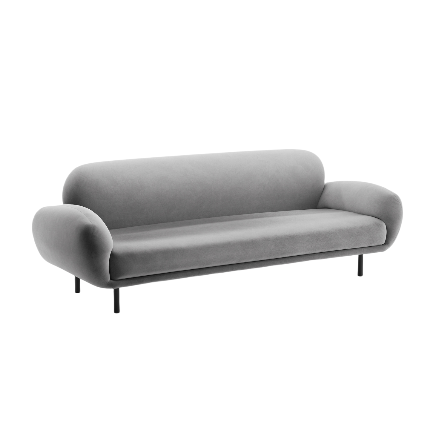 Sofa sametová 3-místná POPPY světle šedá