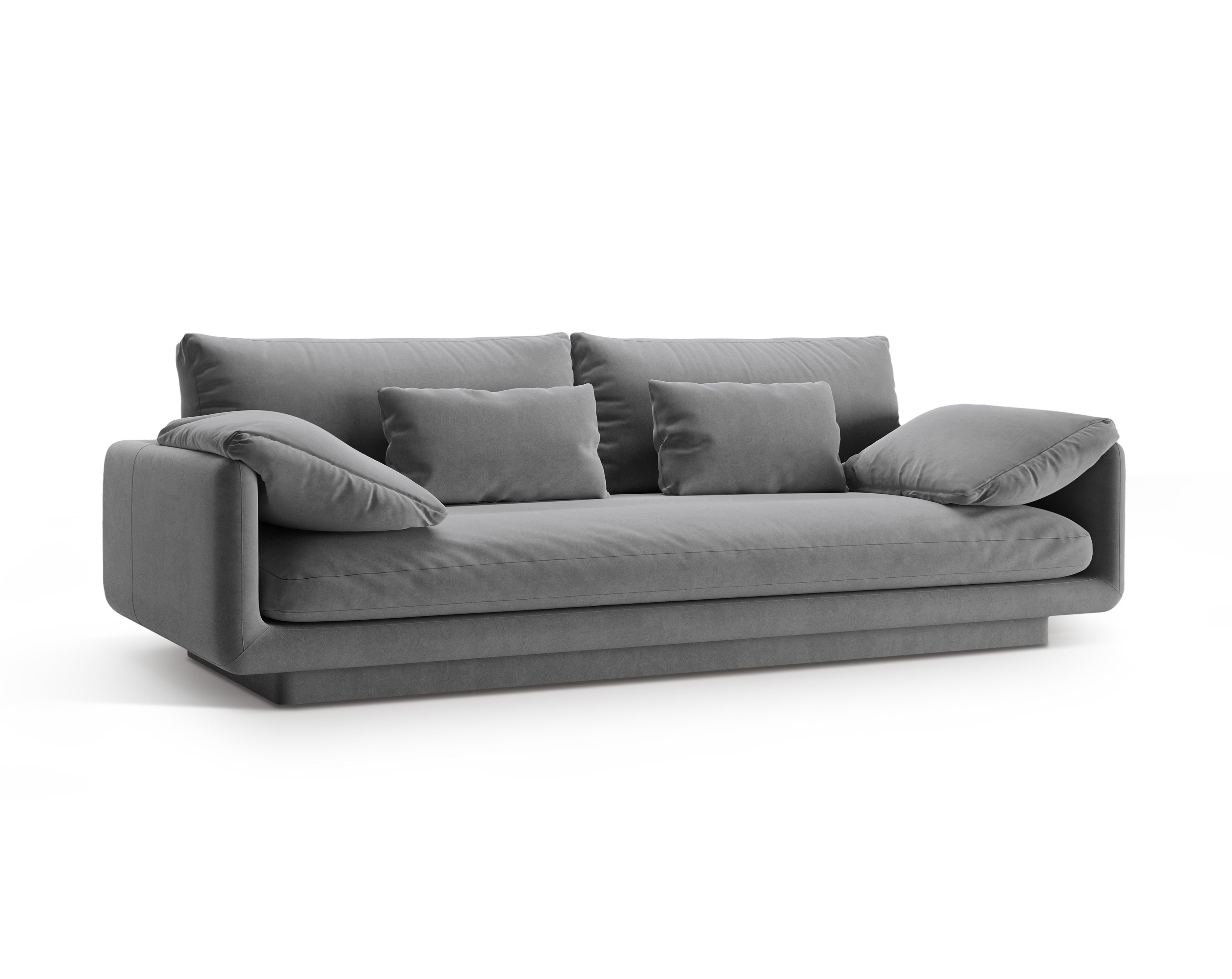Sofa sametová 3-osobová TORINO světle šedá