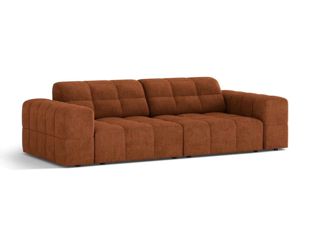Sofa 3-osobowa JENNIFER ceglany szenil – ujęcie boczne