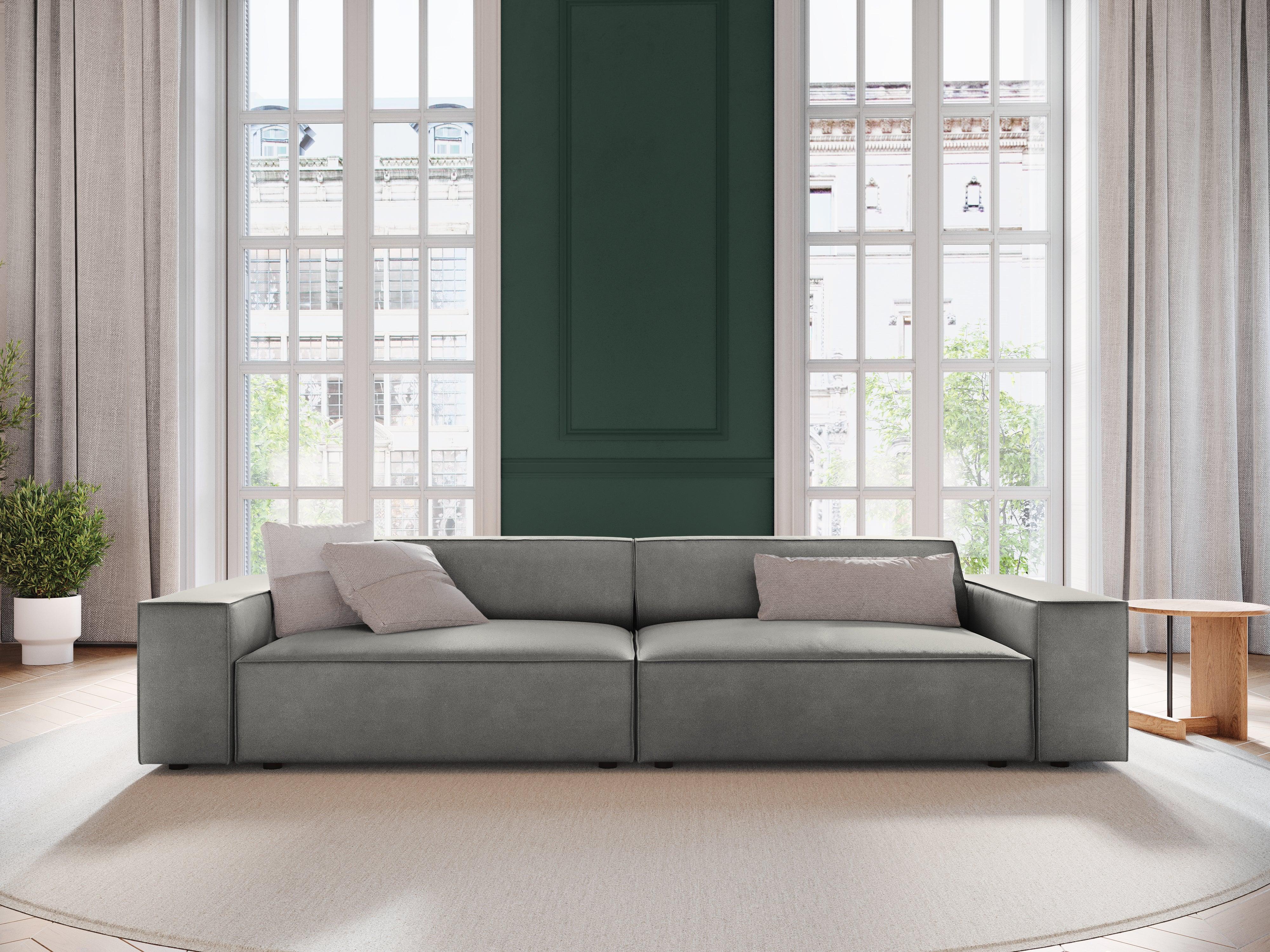 Sofa aksamitna 3-osobowa JODIE jasnoszary Micadoni Eye on Design