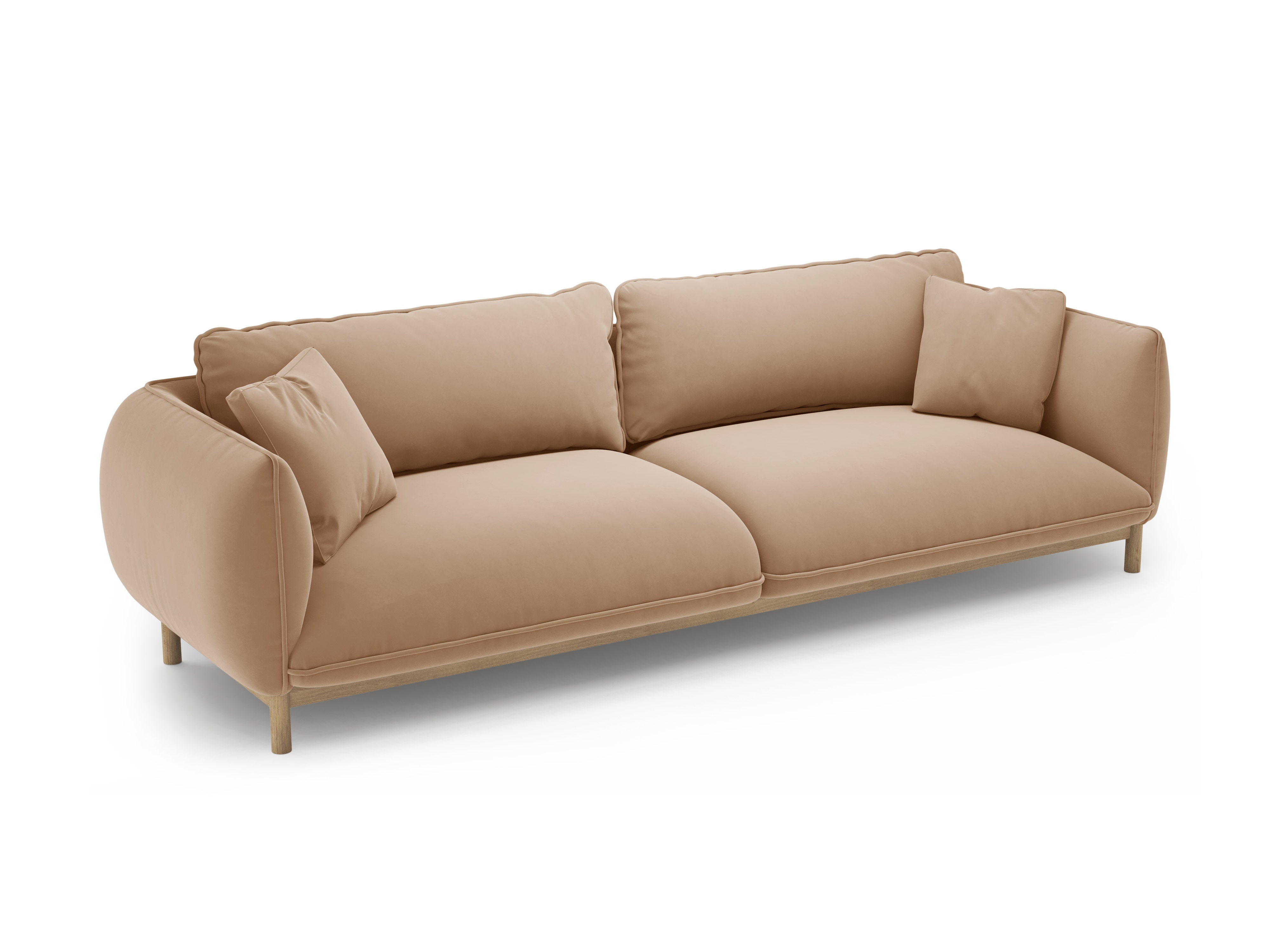 Sofa aksamitna 4-osobowa ADA piaskowy – Micadoni