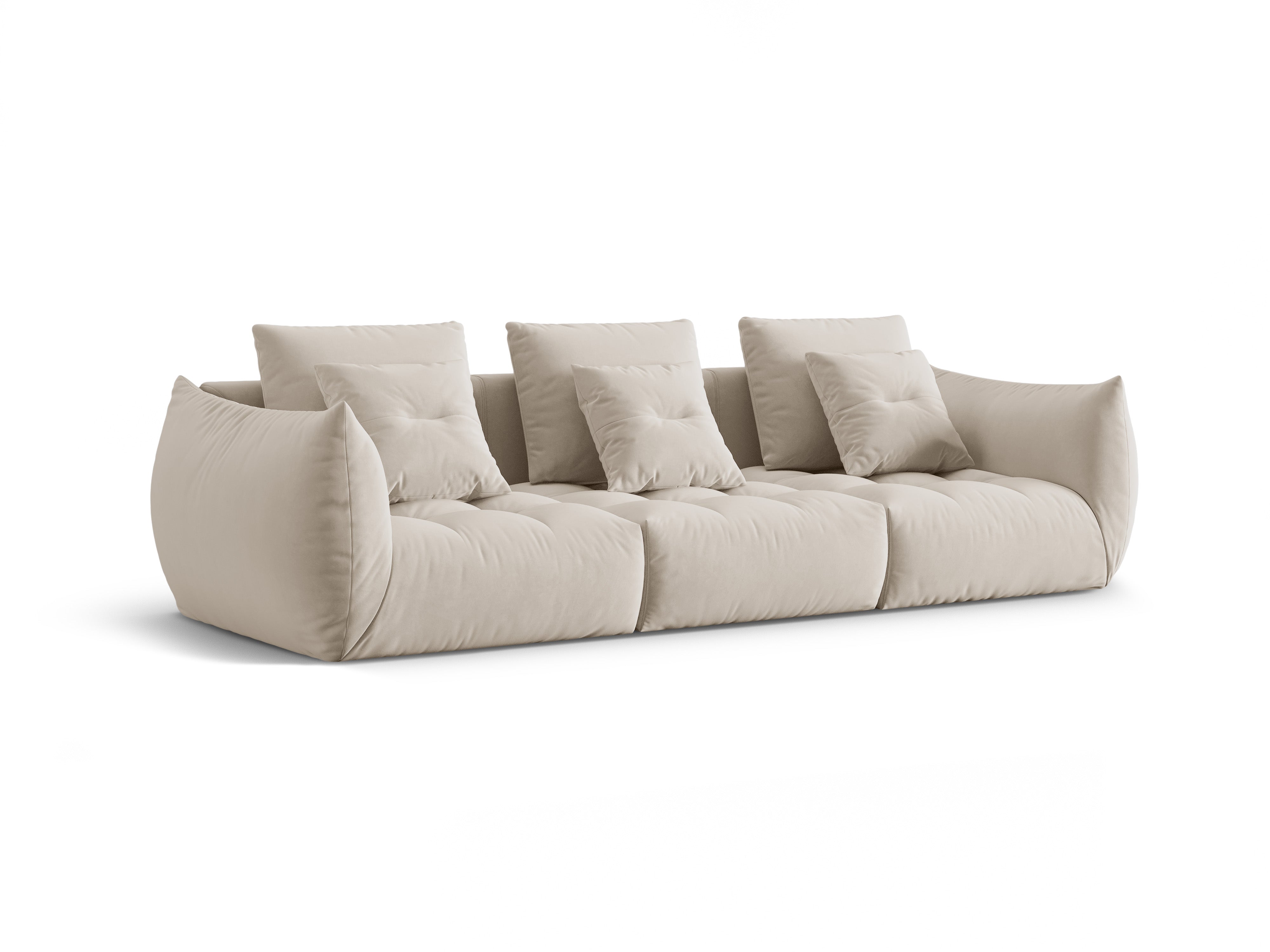 Sofa sametová 4-osobová BLOOM ecru