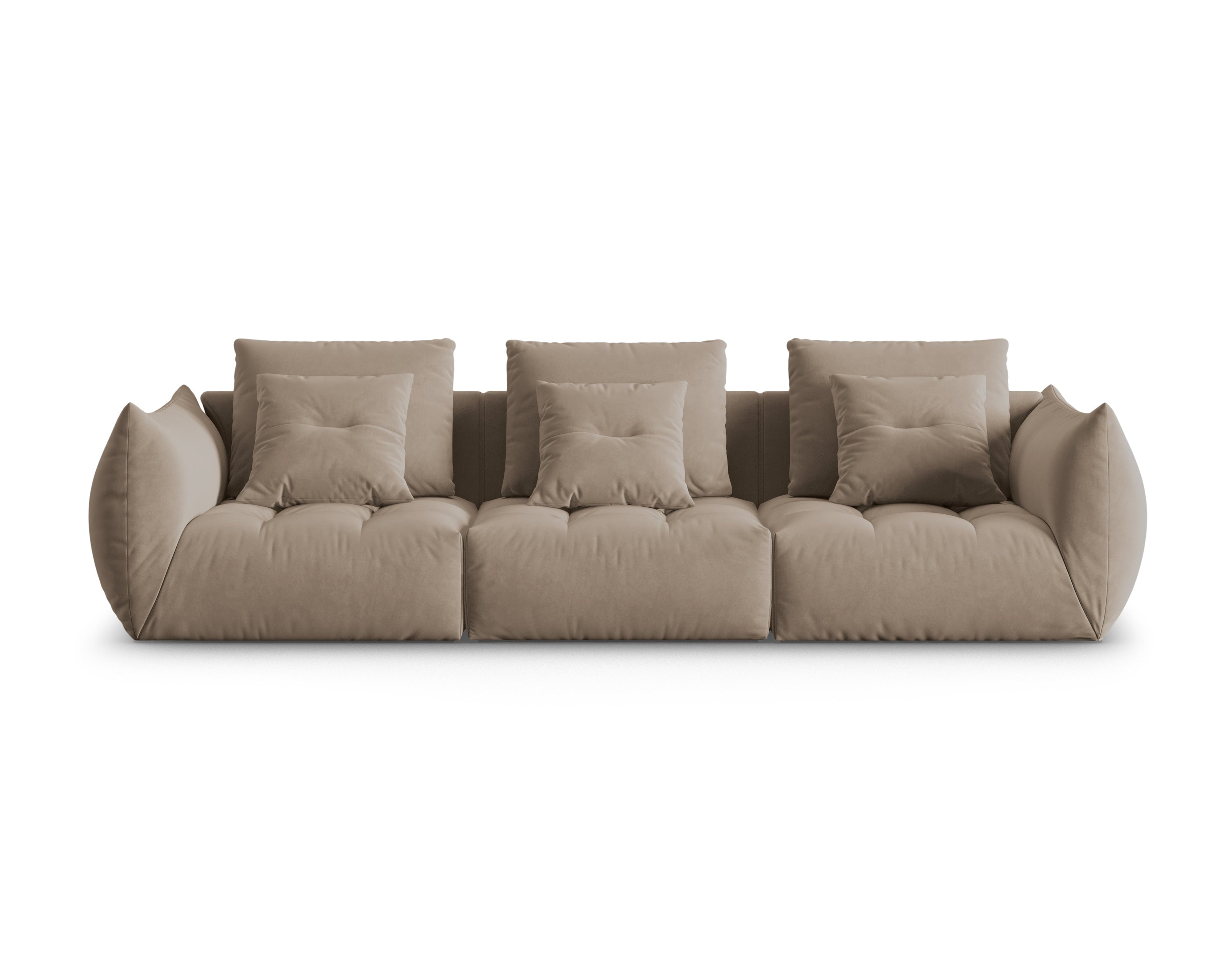 Sofa sametová 4-osobová BLOOM světle hnědá