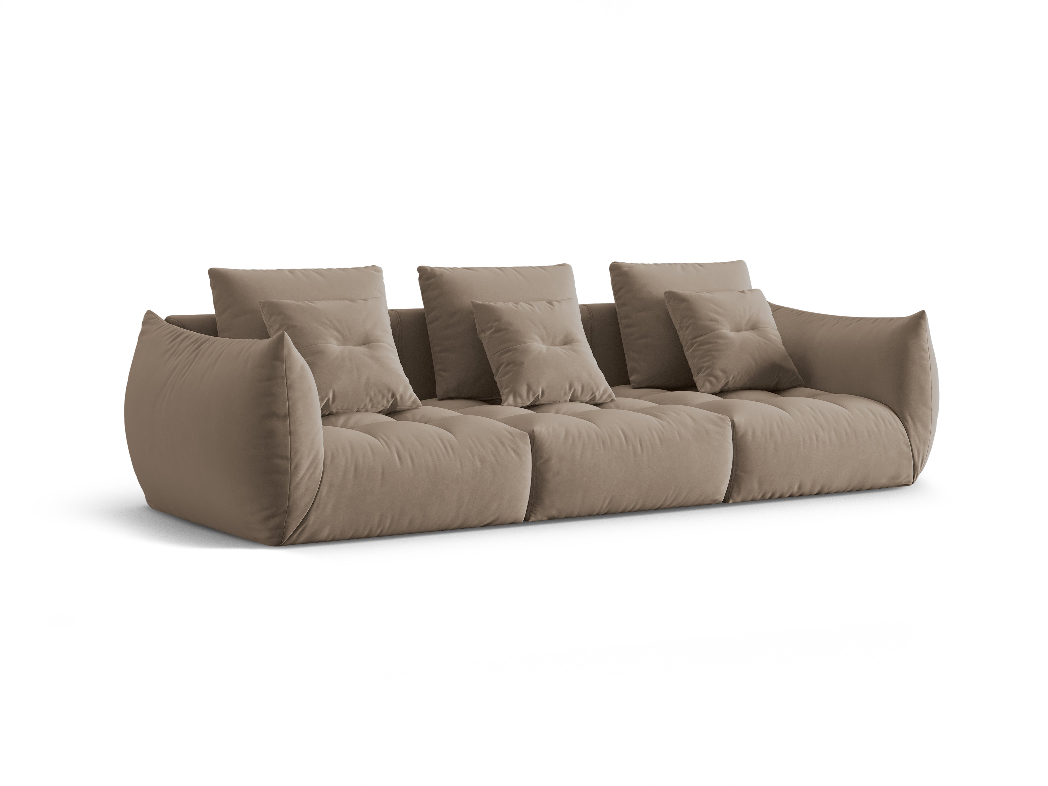 Sofa sametová 4-osobová BLOOM světle hnědá