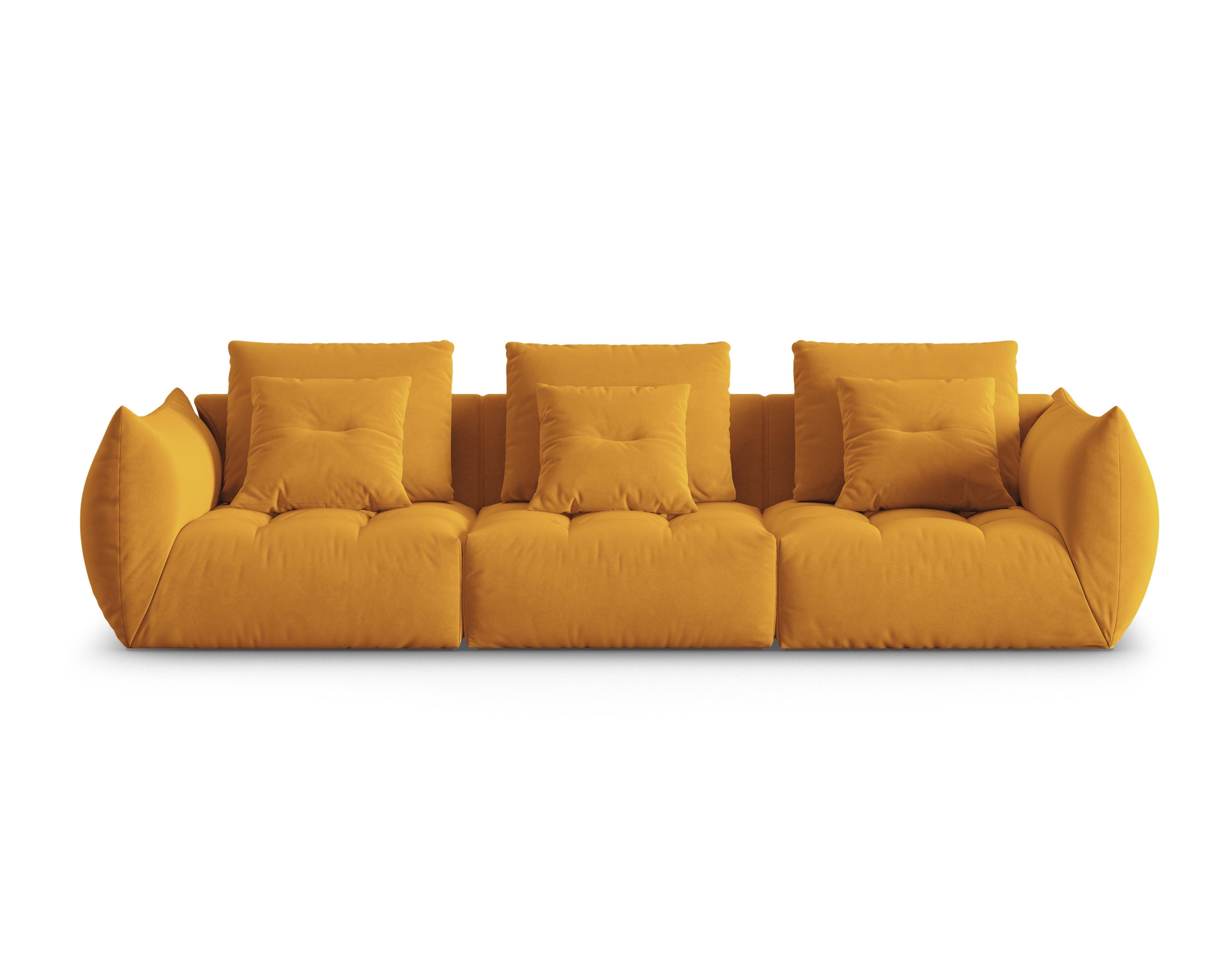 Sofa sametová 4-osobová BLOOM žlutá