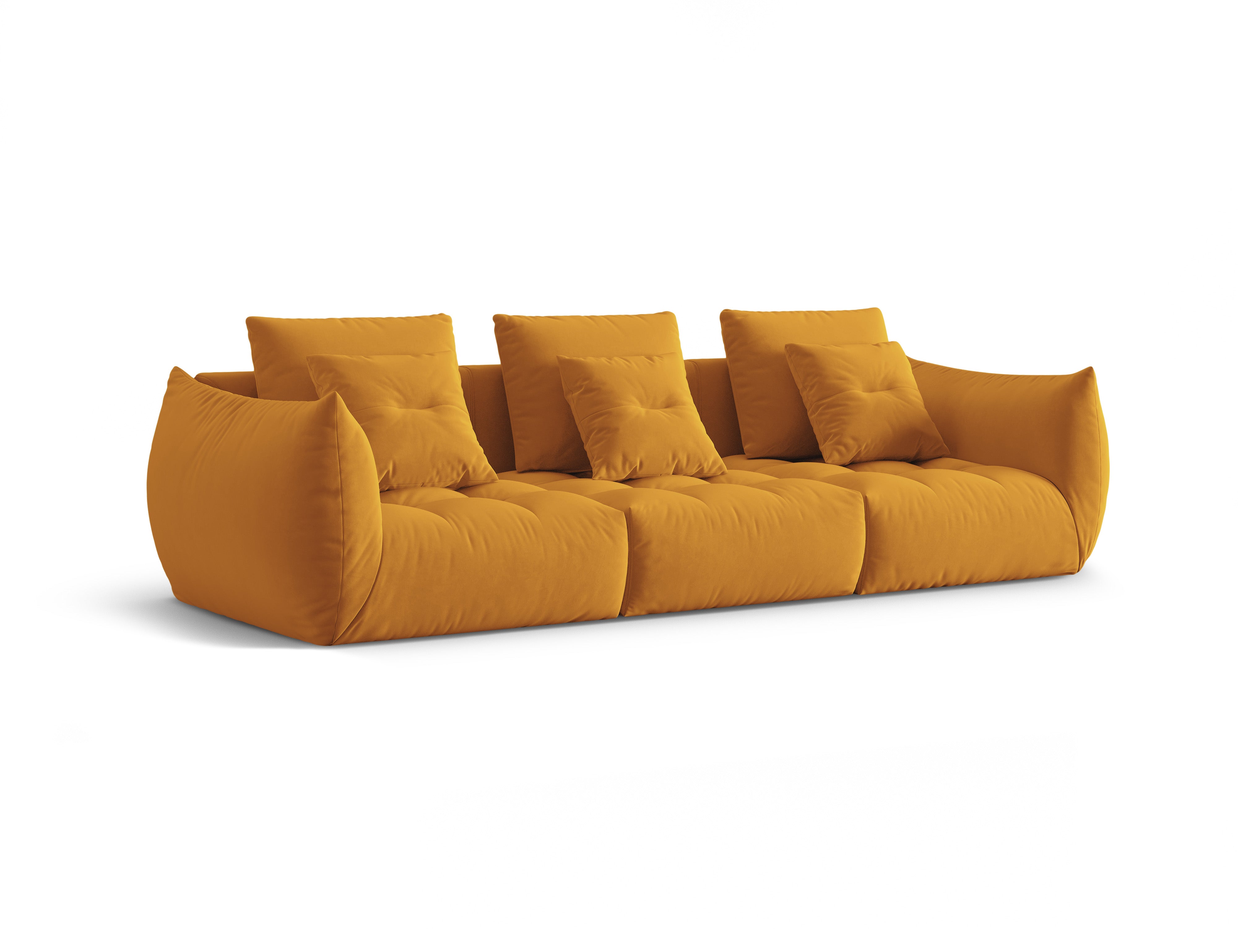 Sofa sametová 4-osobová BLOOM žlutá