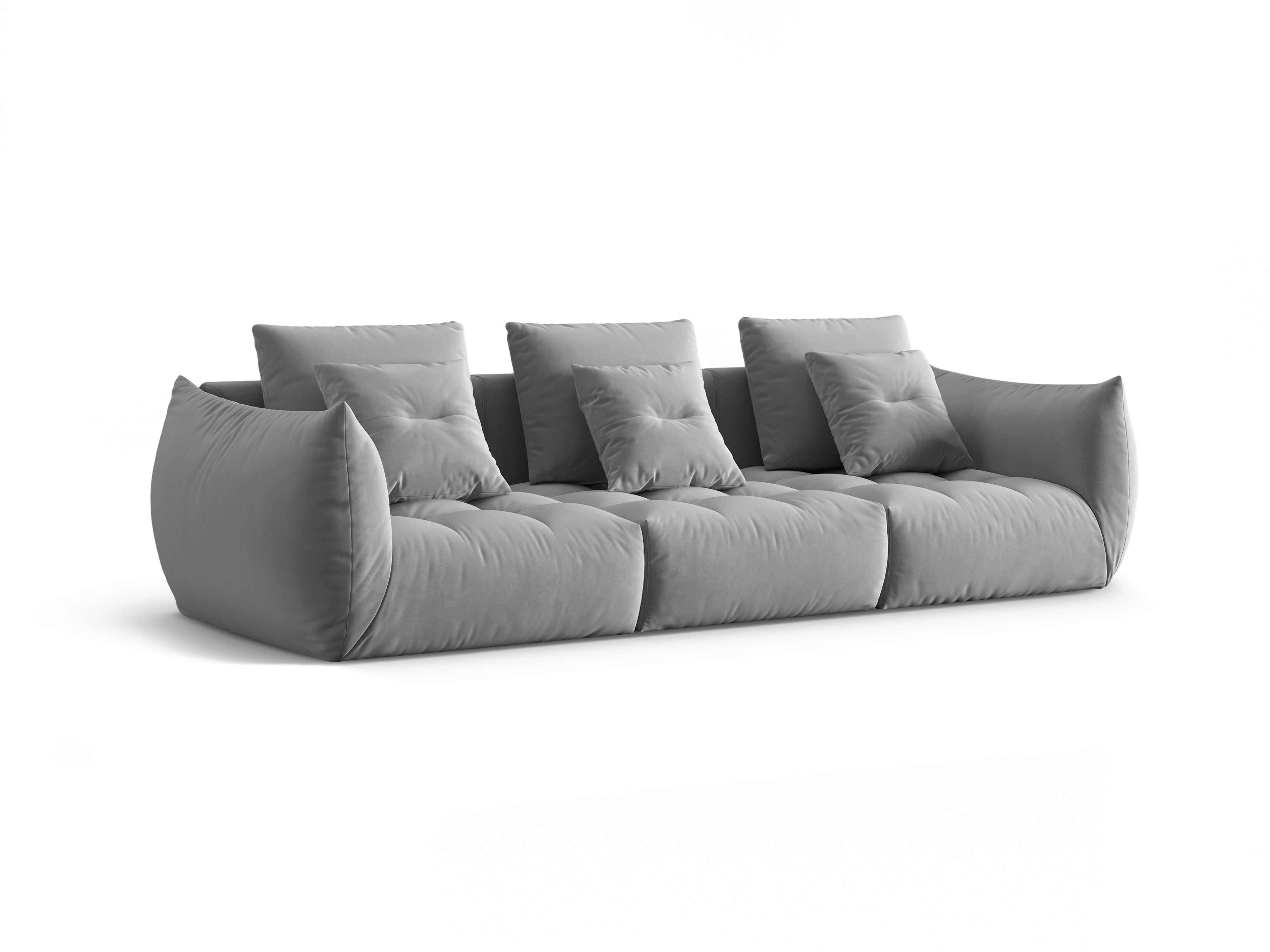 Sofa sametová 4-osobová BLOOM šedá