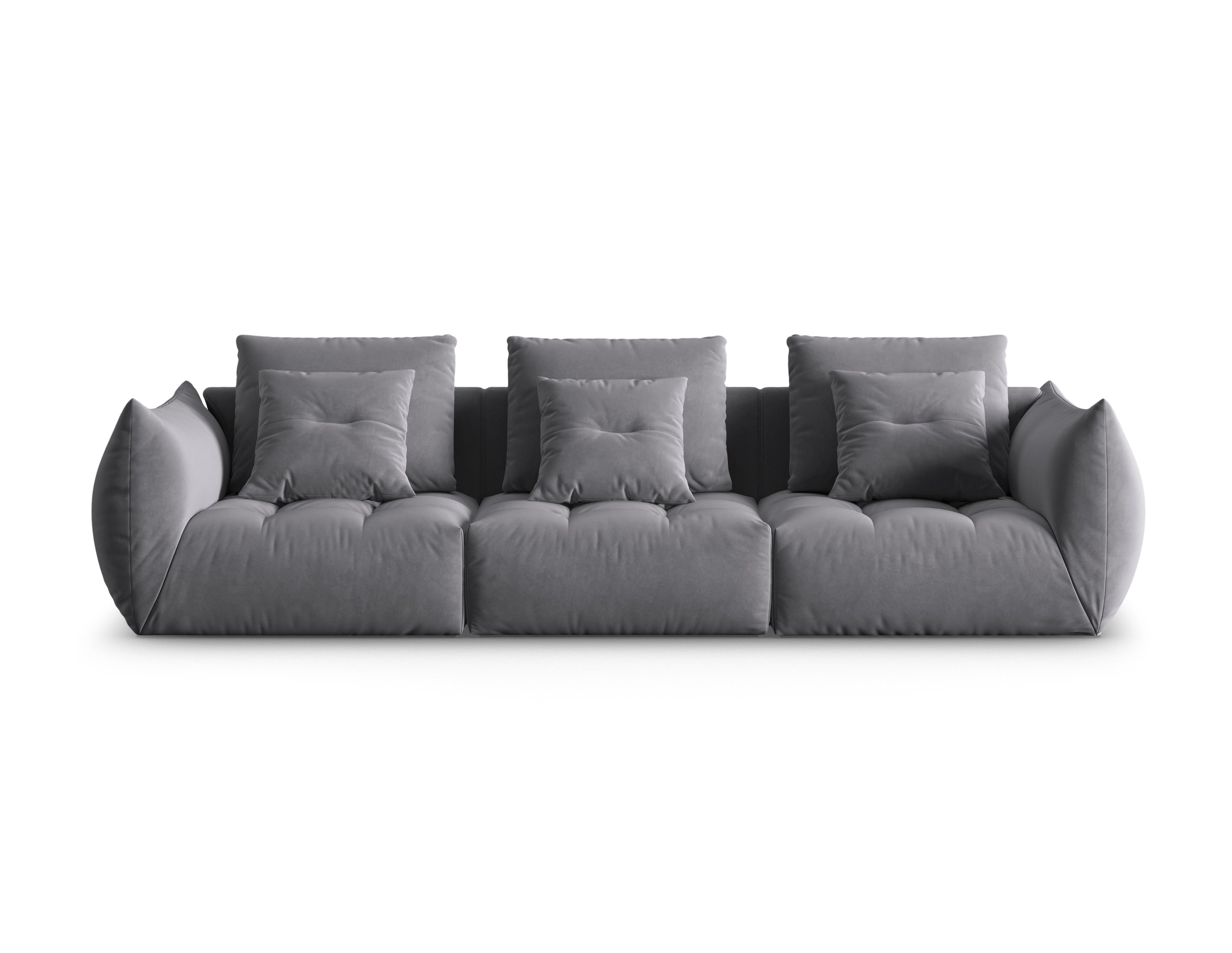 Sofa sametová pro 4 osoby BLOOM tmavě šedá