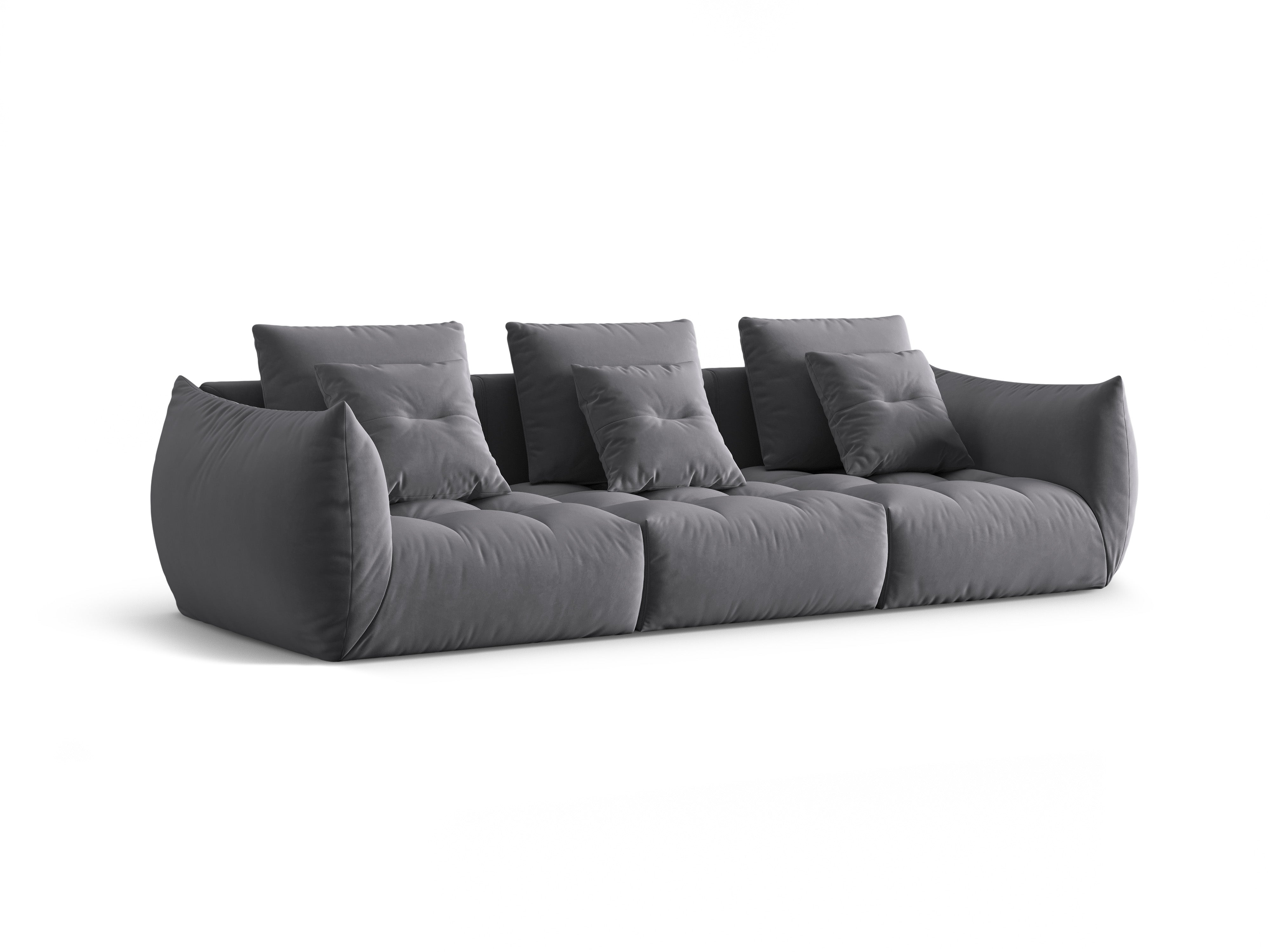 Sofa sametová pro 4 osoby BLOOM tmavě šedá