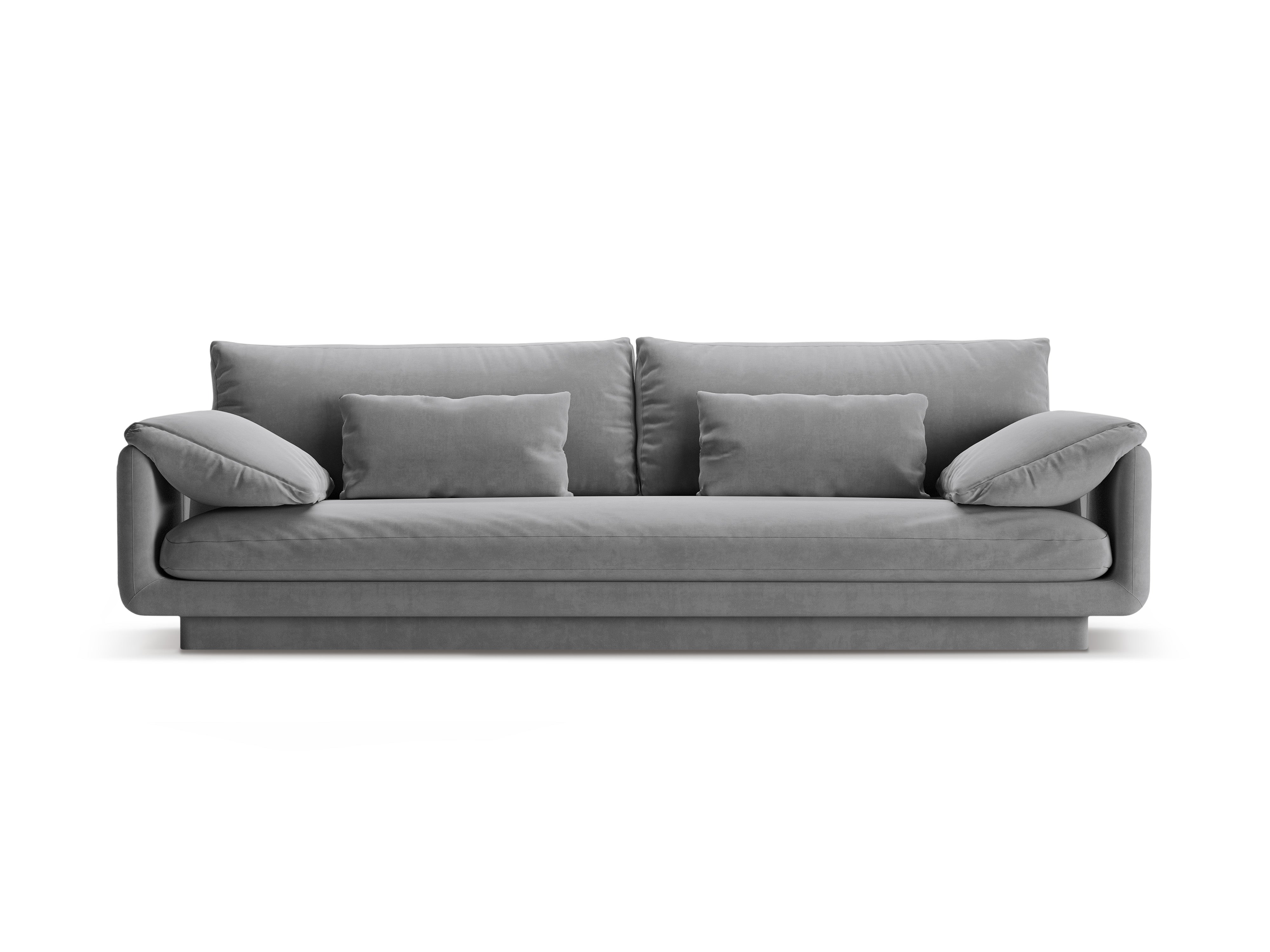 Sofa sametová 4-osobová TORINO světle šedá
