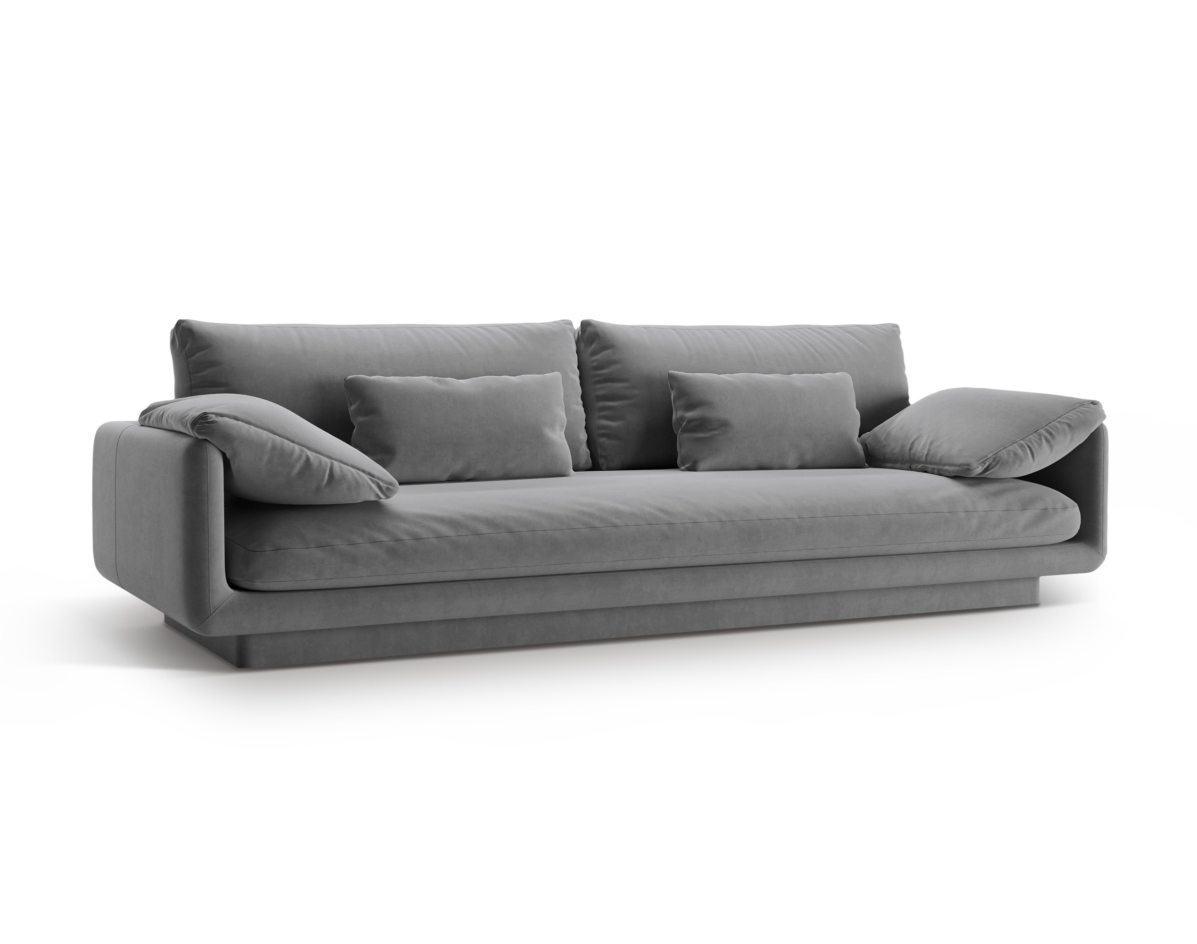 Sofa sametová 4-osobová TORINO světle šedá