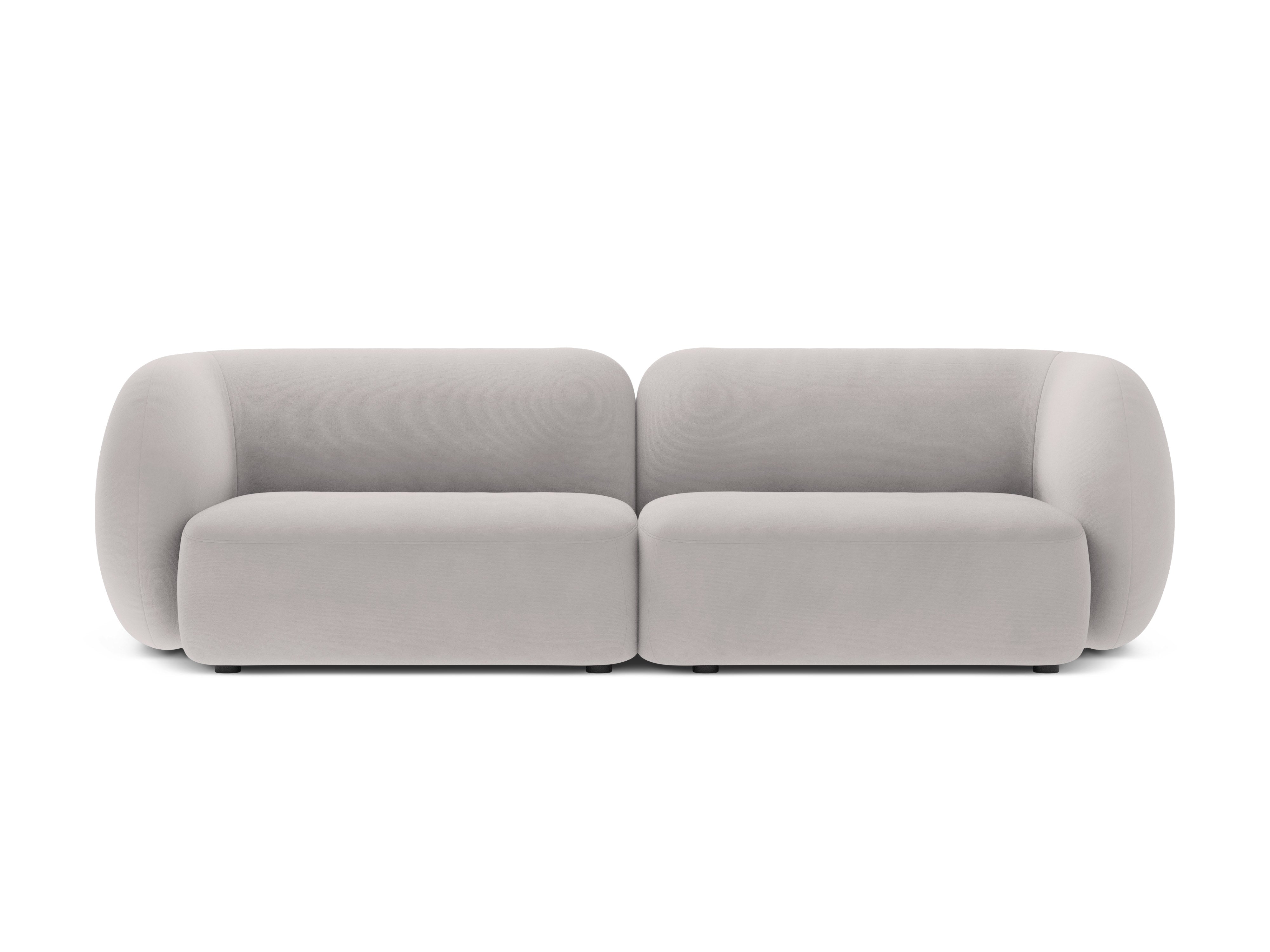Sofa pro 4 osoby sametová KATE světle šedá