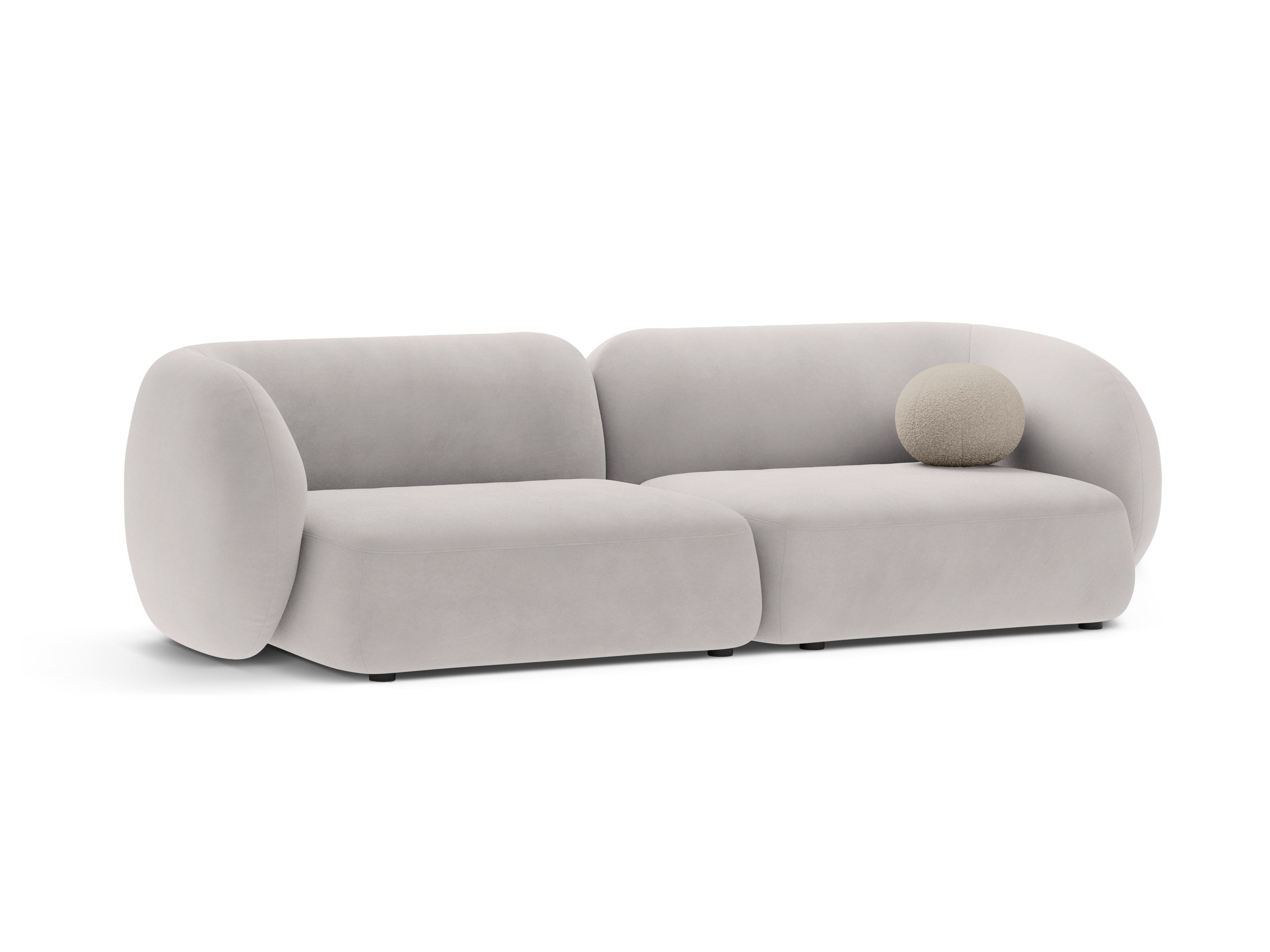 Sofa pro 4 osoby sametová KATE světle šedá